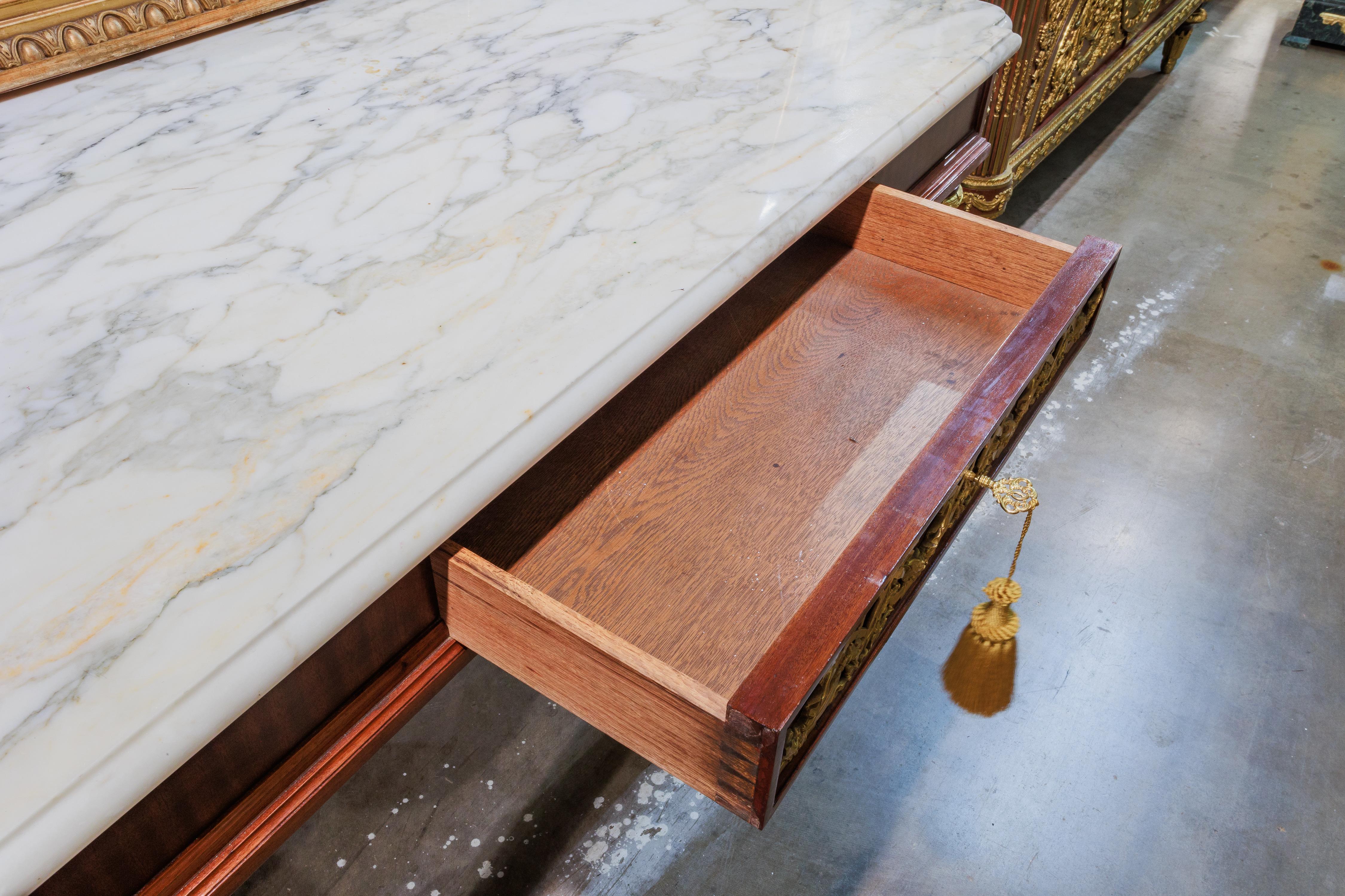 Bronze A fine 19th c French Louis XVI mahogany & gilt bronze mounted center hall table For Sale