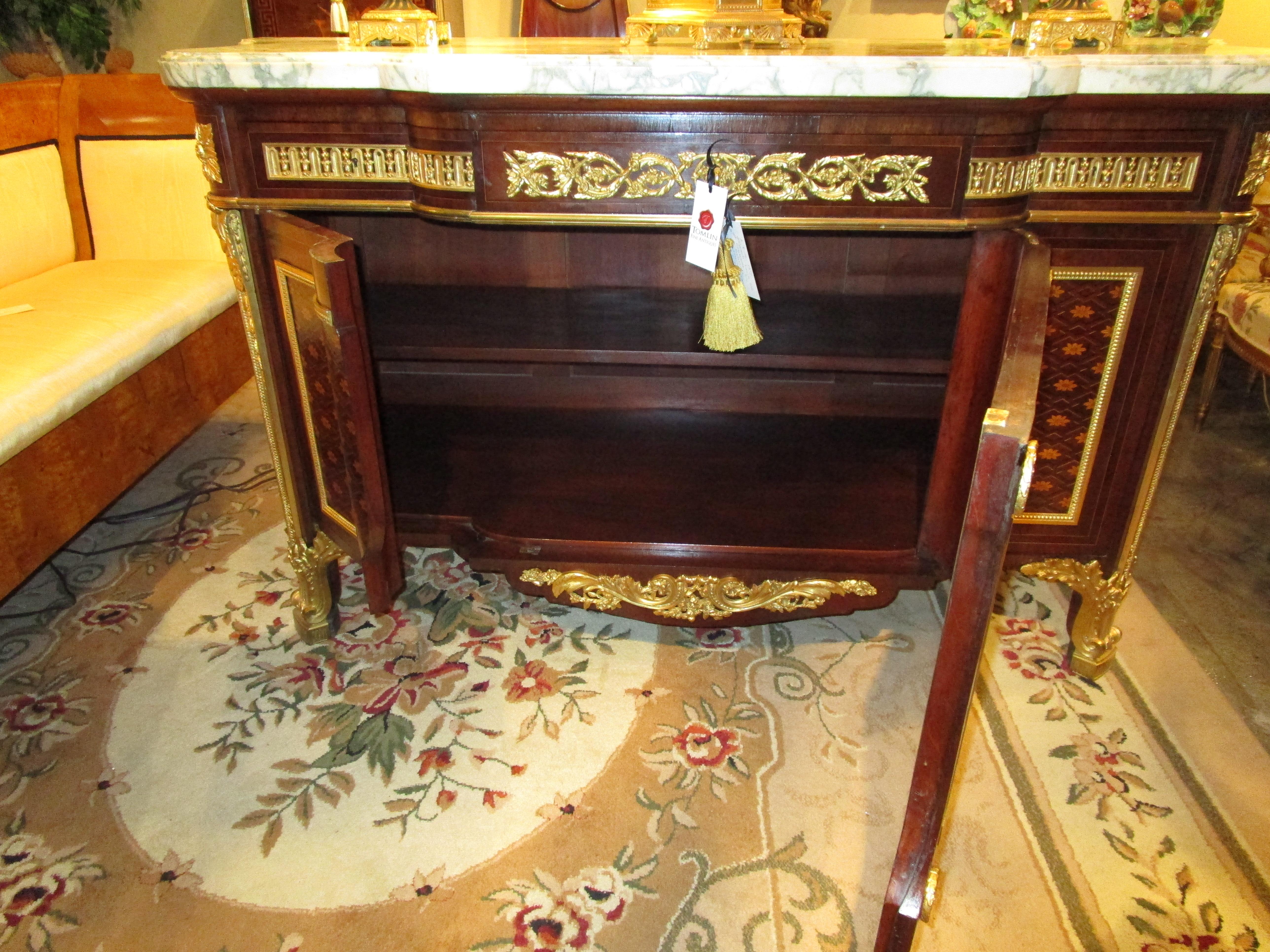 19th Century A fine 19th c French parquetry and gilt bronze marble top commode by  Schmidt For Sale