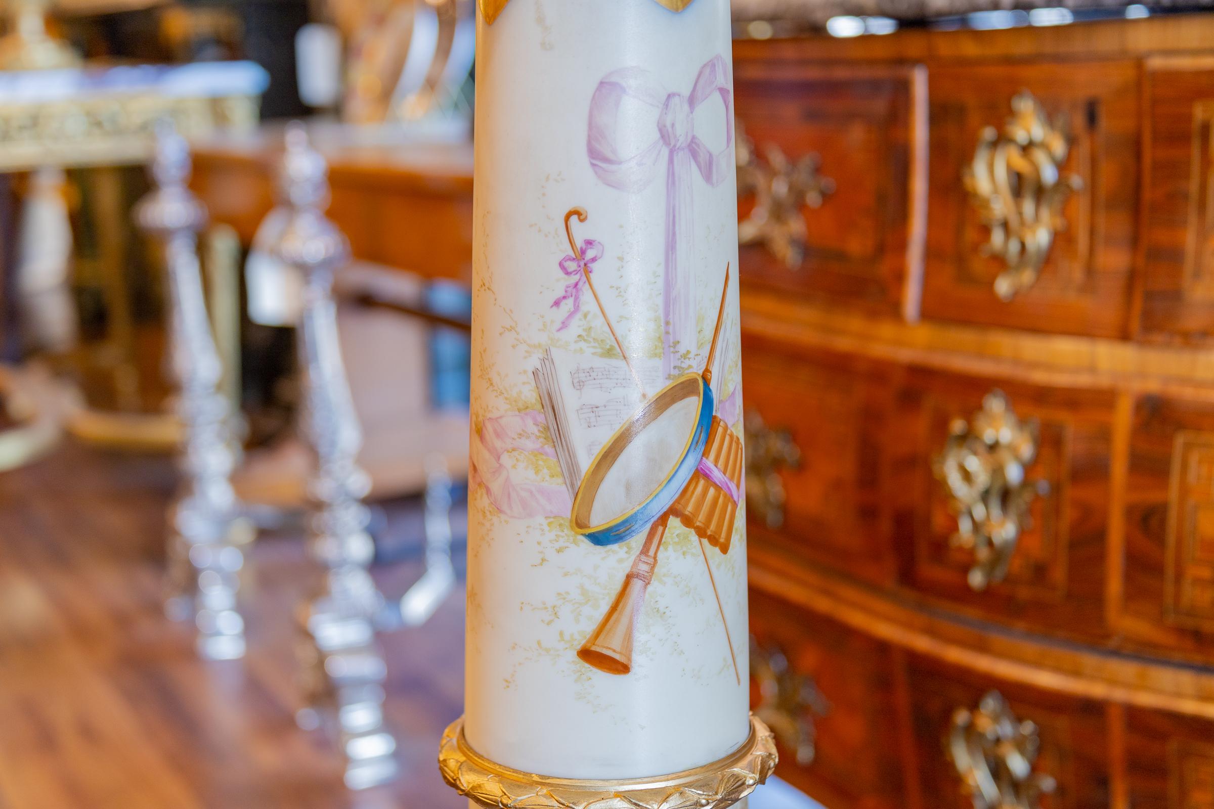 Fine 19th C French Sevre's Hand Painted Porcelain Pedestal Gilt Bronze Mounts For Sale 2