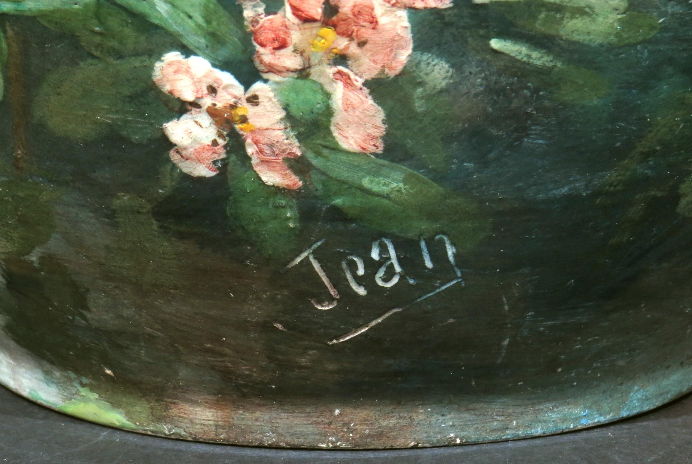 A Fine 19th C. Hand Painted Ceramic Art Nouveau Jardiniere, France Circa 1900 In Good Condition In Ottawa, Ontario