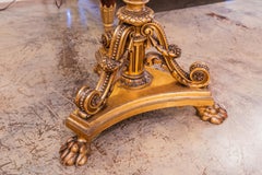 A fine 19th c Italian carved and gilt side table with a Specimen marble top