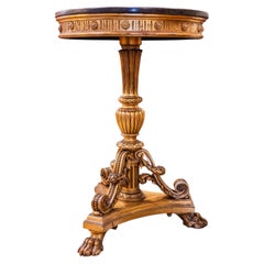 A fine 19th c Italian carved and gilt side table with a Specimen marble top