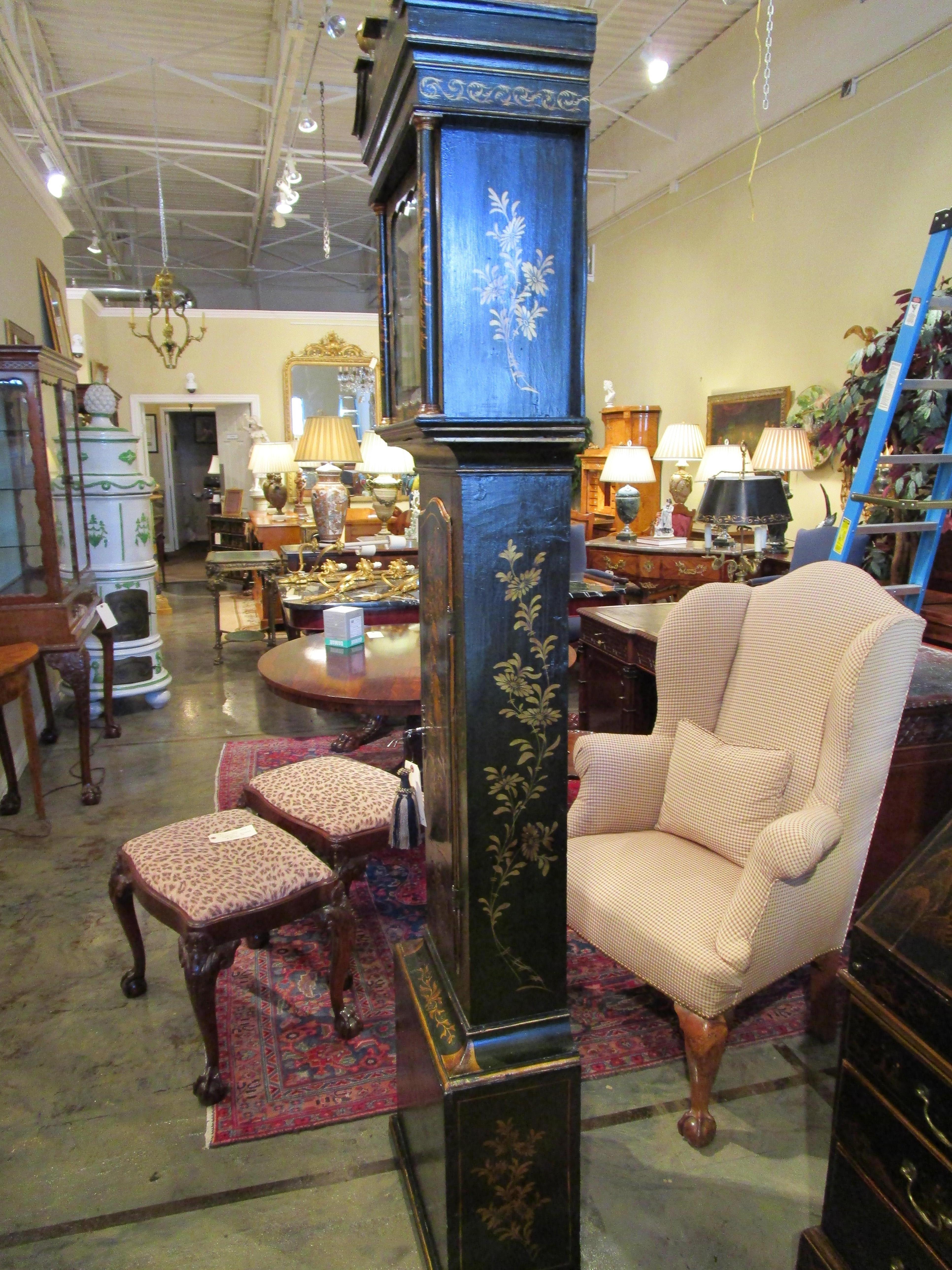 English Fine 19th C Lacquered Chinoiserie Grandfather Clock by Triggs and Sons London For Sale