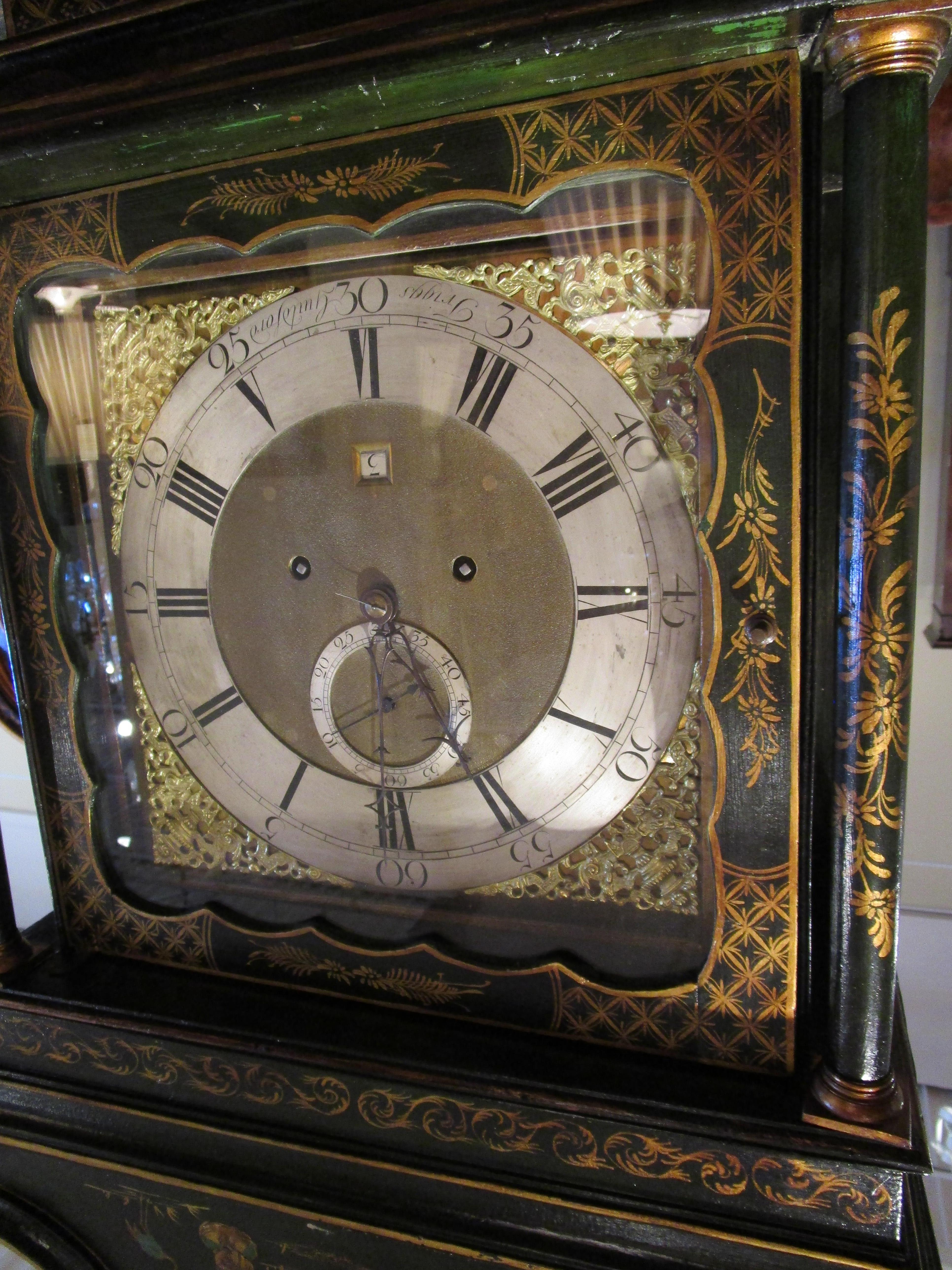 19th Century Fine 19th C Lacquered Chinoiserie Grandfather Clock by Triggs and Sons London For Sale