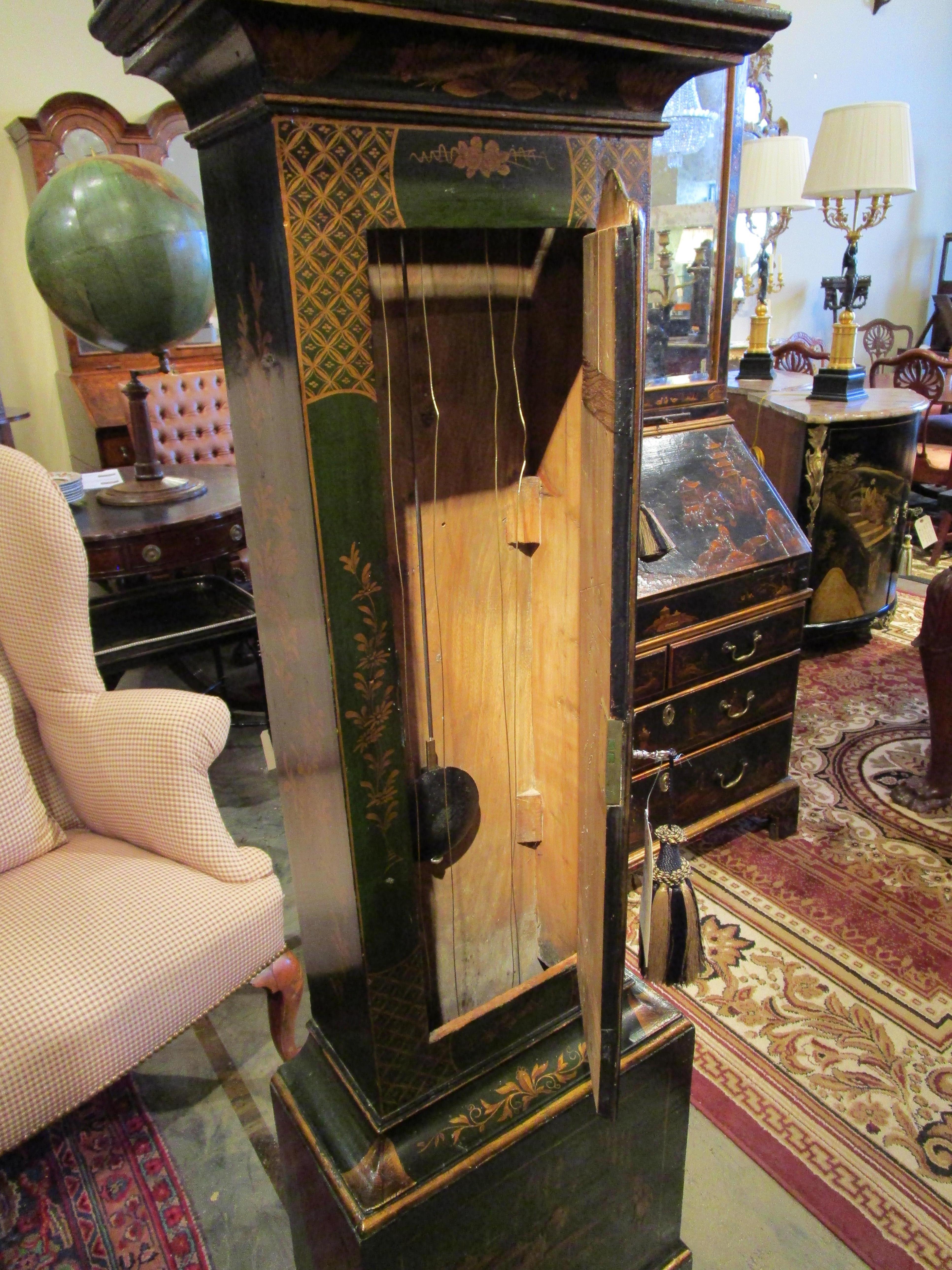 Fine 19th C Lacquered Chinoiserie Grandfather Clock by Triggs and Sons London For Sale 1