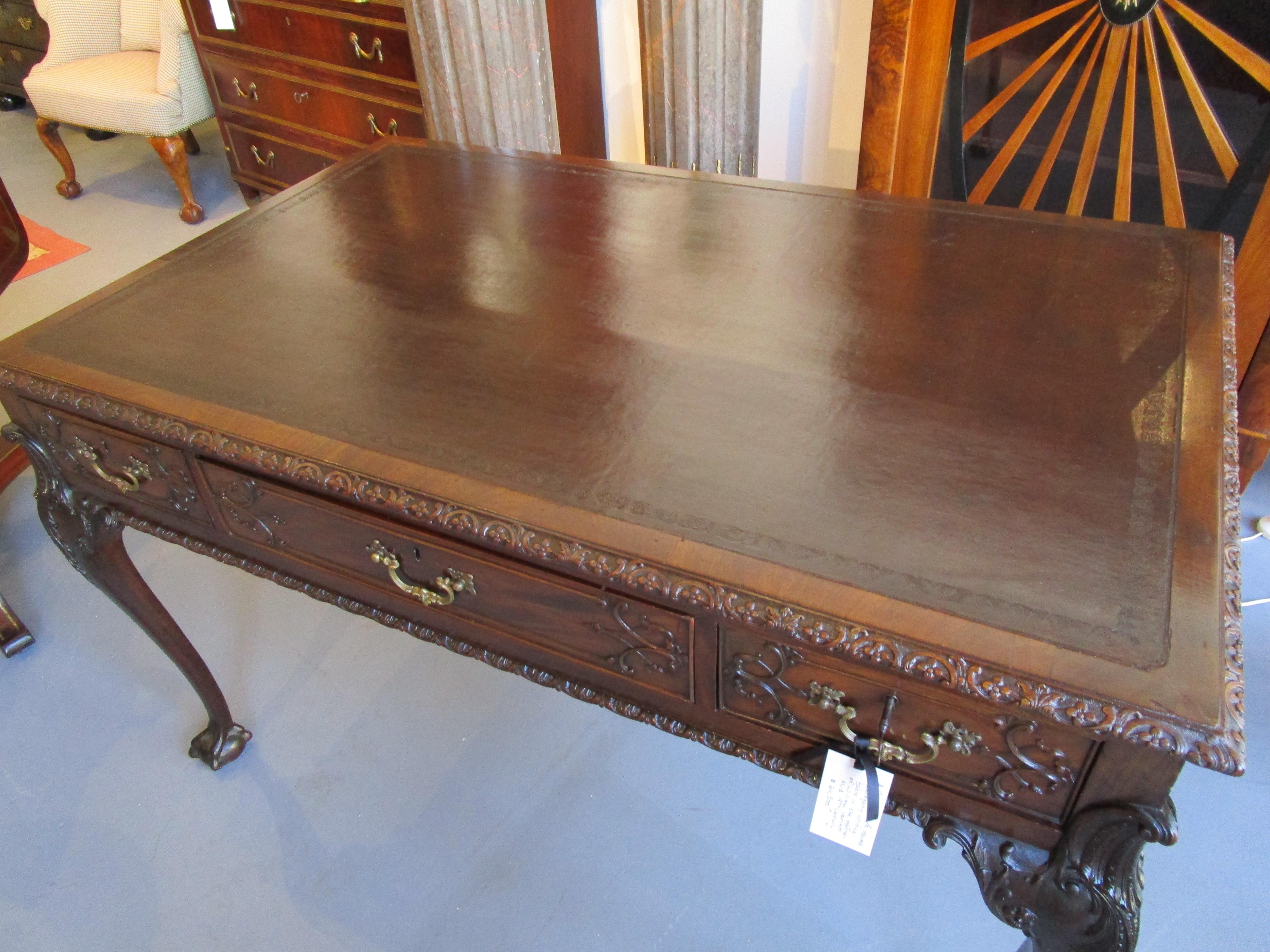 19th Century Fine 19th C Mahogany George 11 Writing Desk in the Manner of William Harllett For Sale