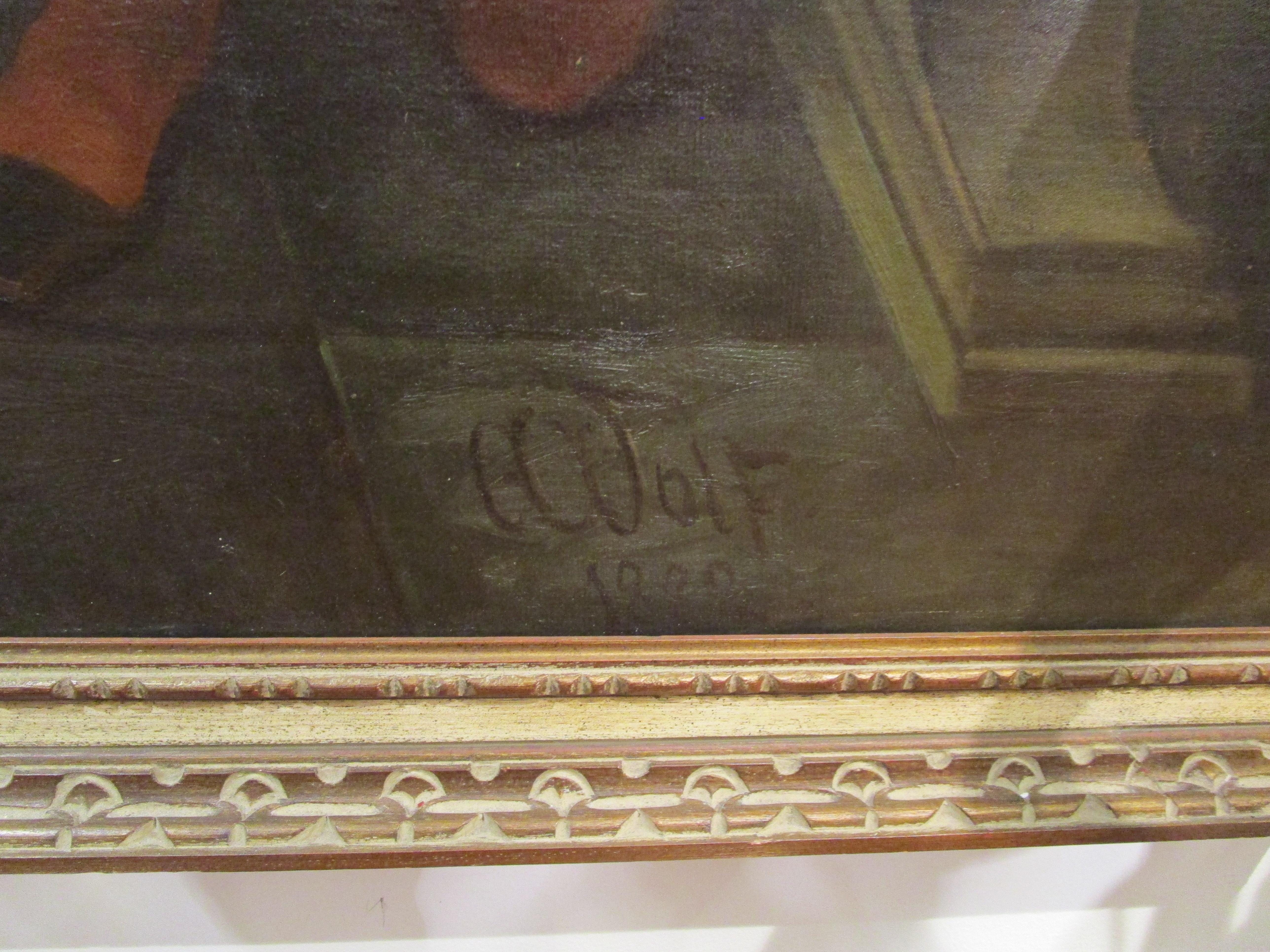 A  raffinato dipinto del XIX secolo di August Wolf intitolato 