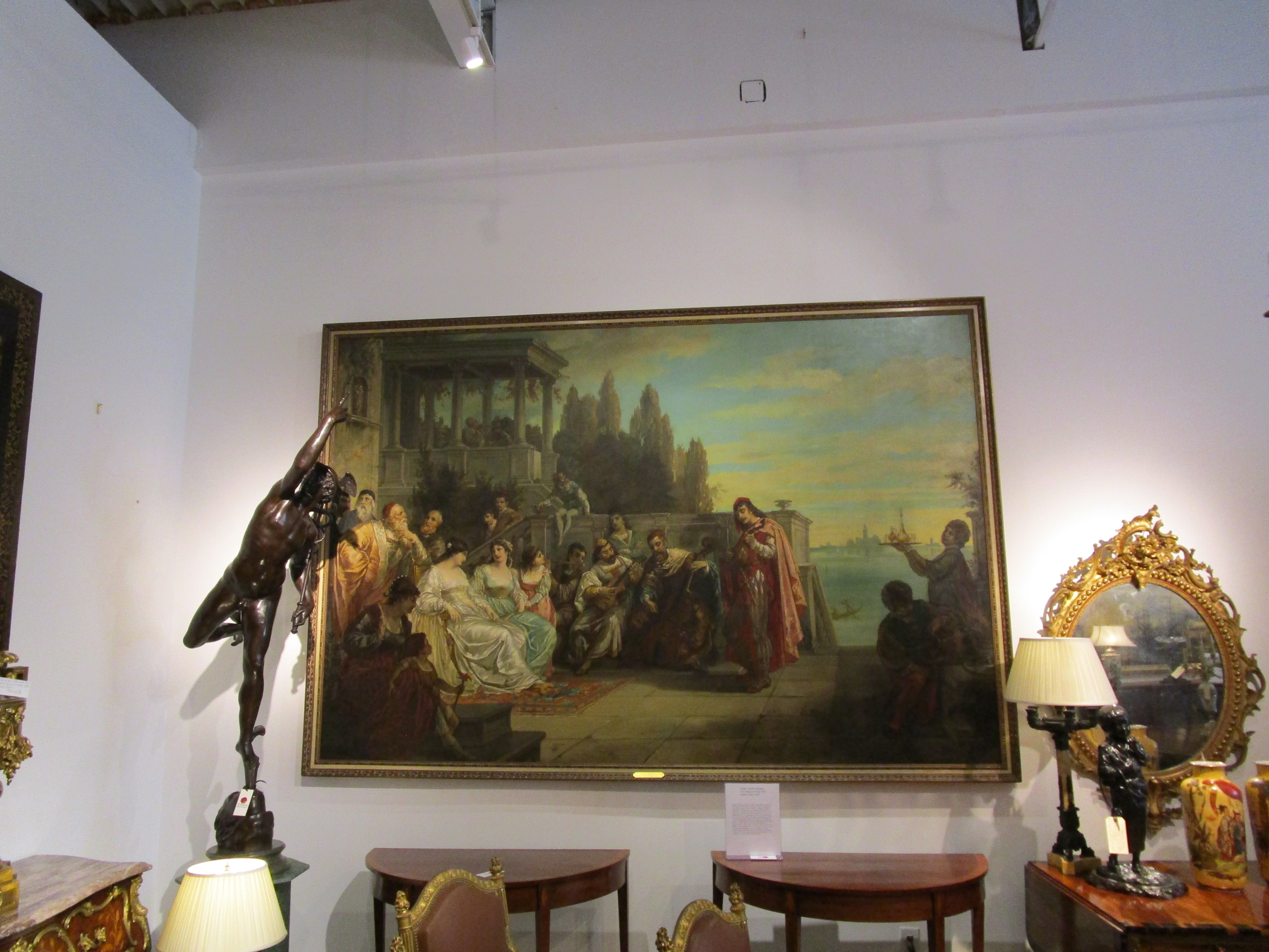 A  fina pintura palaciega del s. XIX titulada "Fiesta veneciana" de August Wolf