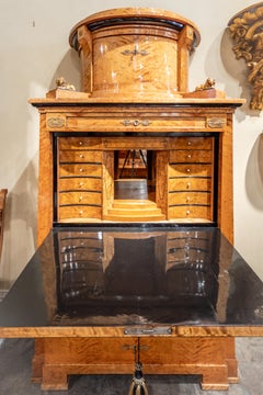 Fine 19th Century Austrian Biedermeier Birch and Parcel Gilt Secretary