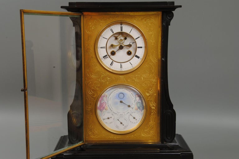 Fine 19th Century Belgium Slate Perpetual Calendar Clock For Sale 1