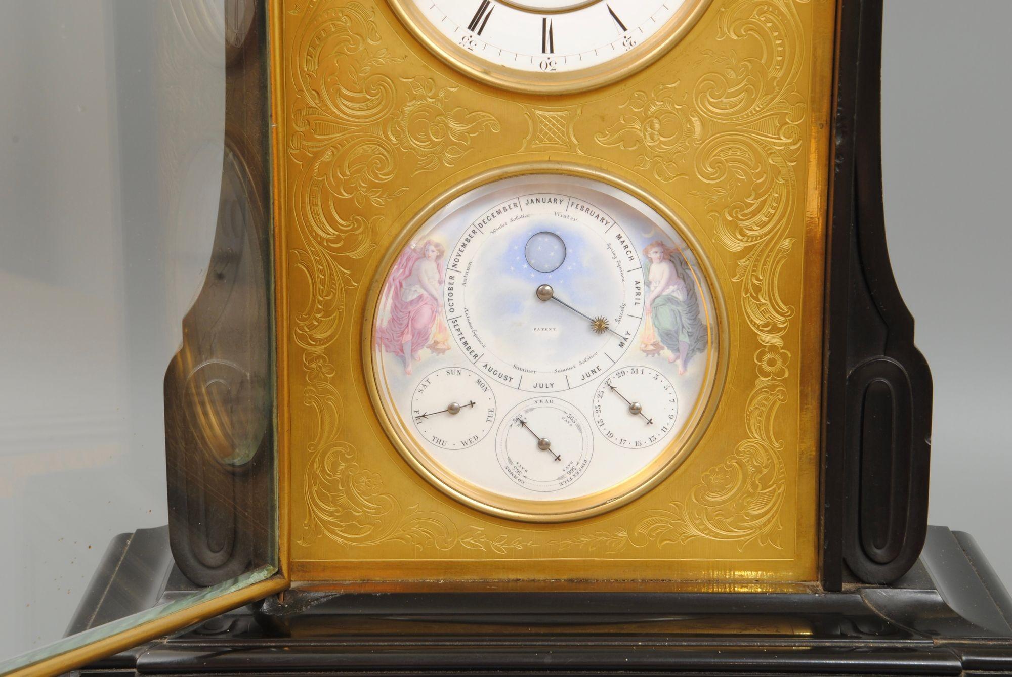 Fine 19th Century Belgium Slate Perpetual Calendar Clock For Sale 2