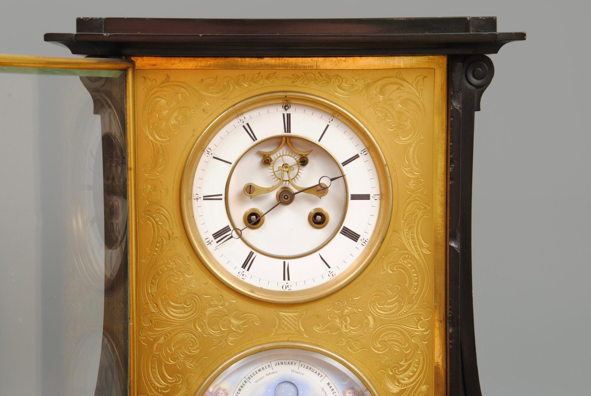 Fine 19th Century Belgium Slate Perpetual Calendar Clock For Sale 3