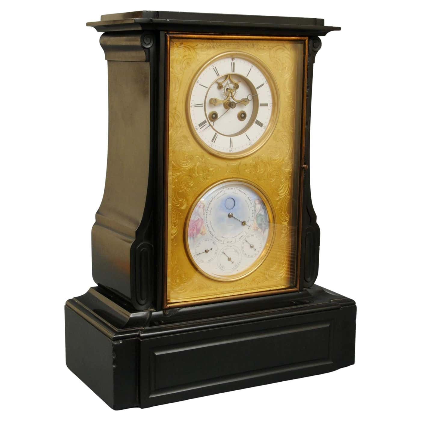 Fine 19th Century Belgium Slate Perpetual Calendar Clock For Sale at ...