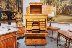 A fine 19th century Biedermeier  satinwood  birch and ebony secretary