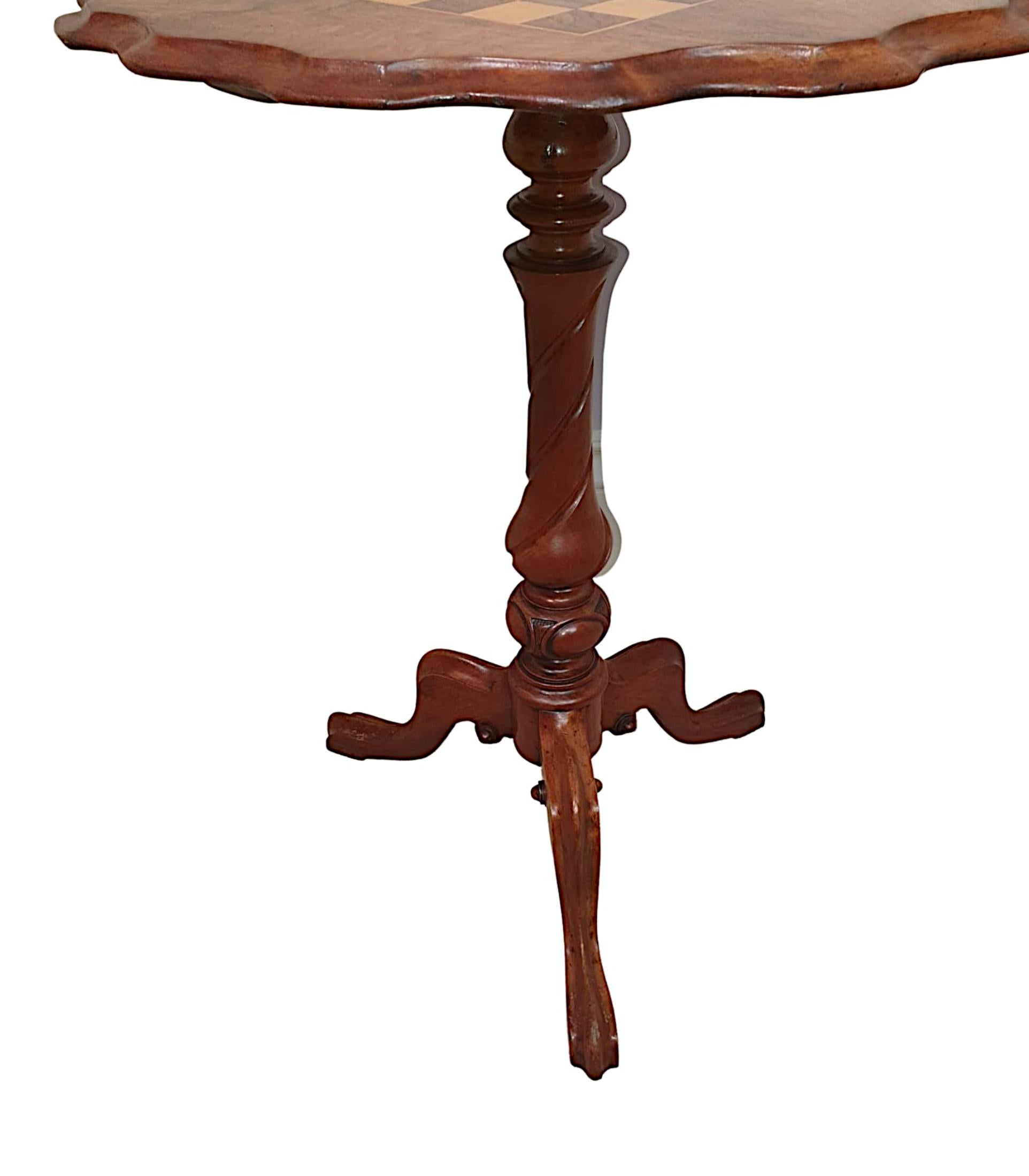 Fine 19th Century Burr Walnut and Fruitwood Chess Table For Sale 1