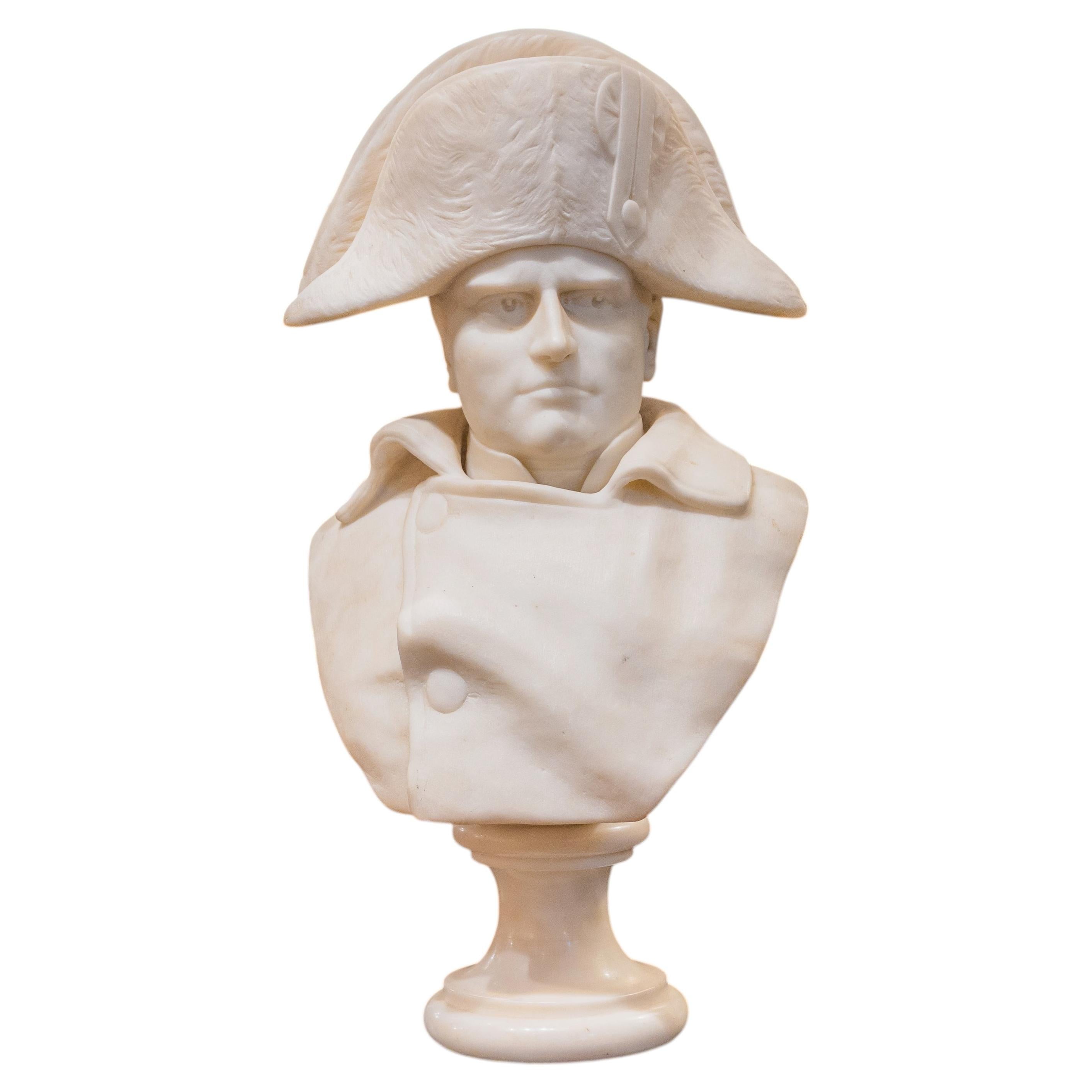 A fine 19th century Carrera marble bust of Napoleon by Antonio Piazza