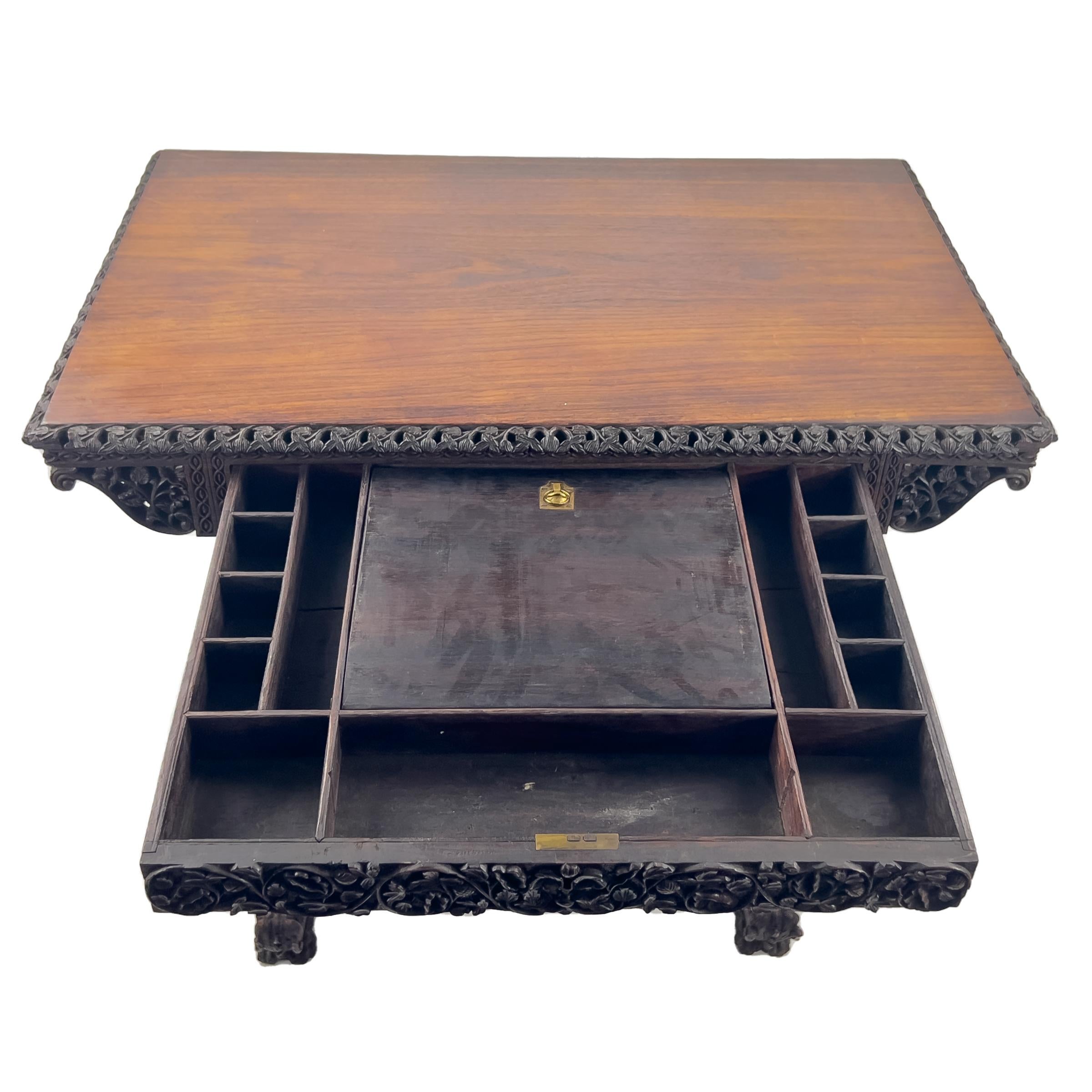 Asian Fine 19th Century Carved Anglo-Indian Work Table