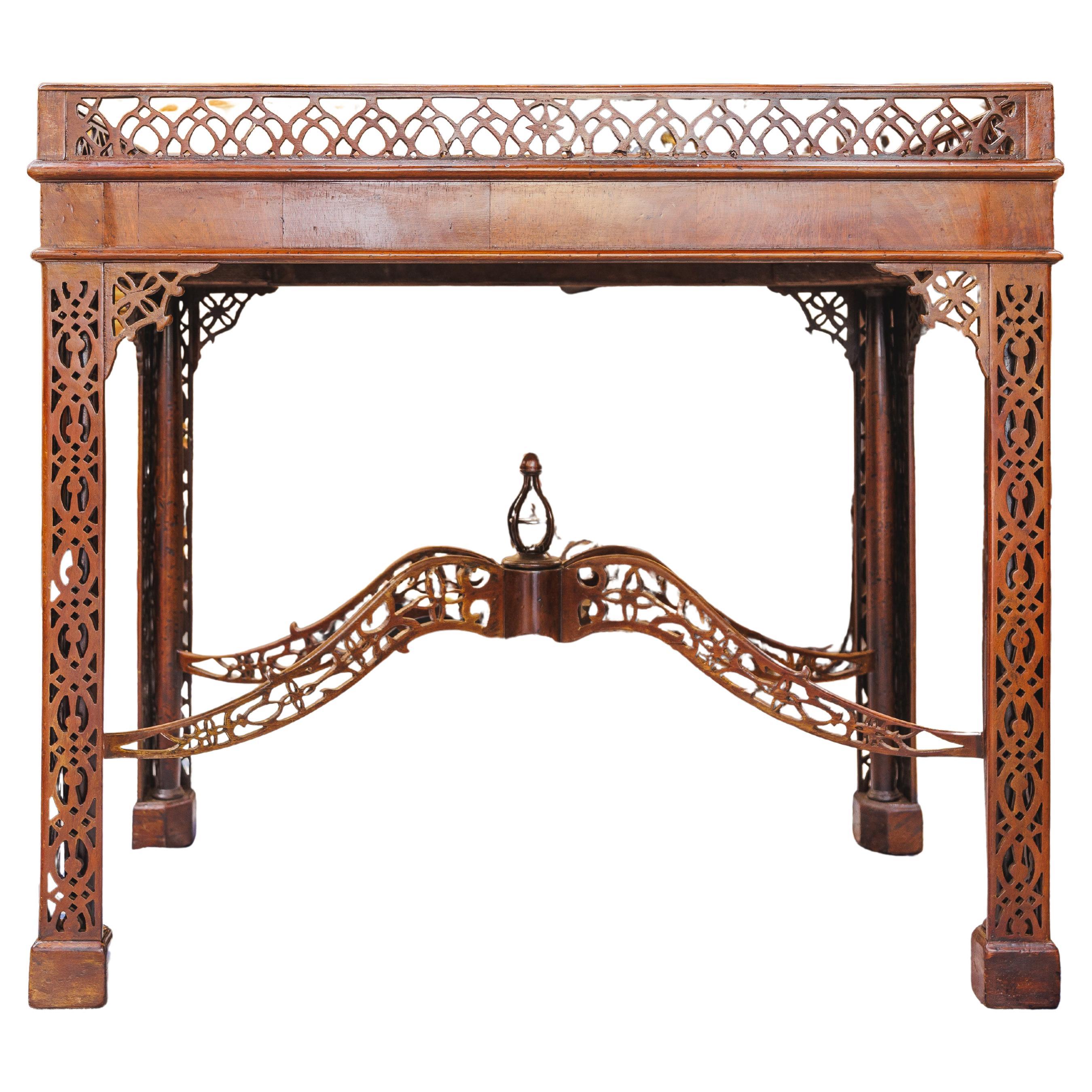 A fine 19th century Chinese Chippendale mahogany silver table For Sale