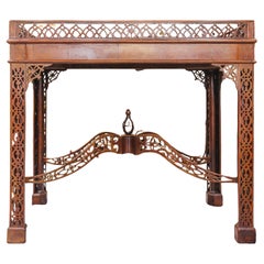 A fine 19th century Chinese Chippendale mahogany silver table