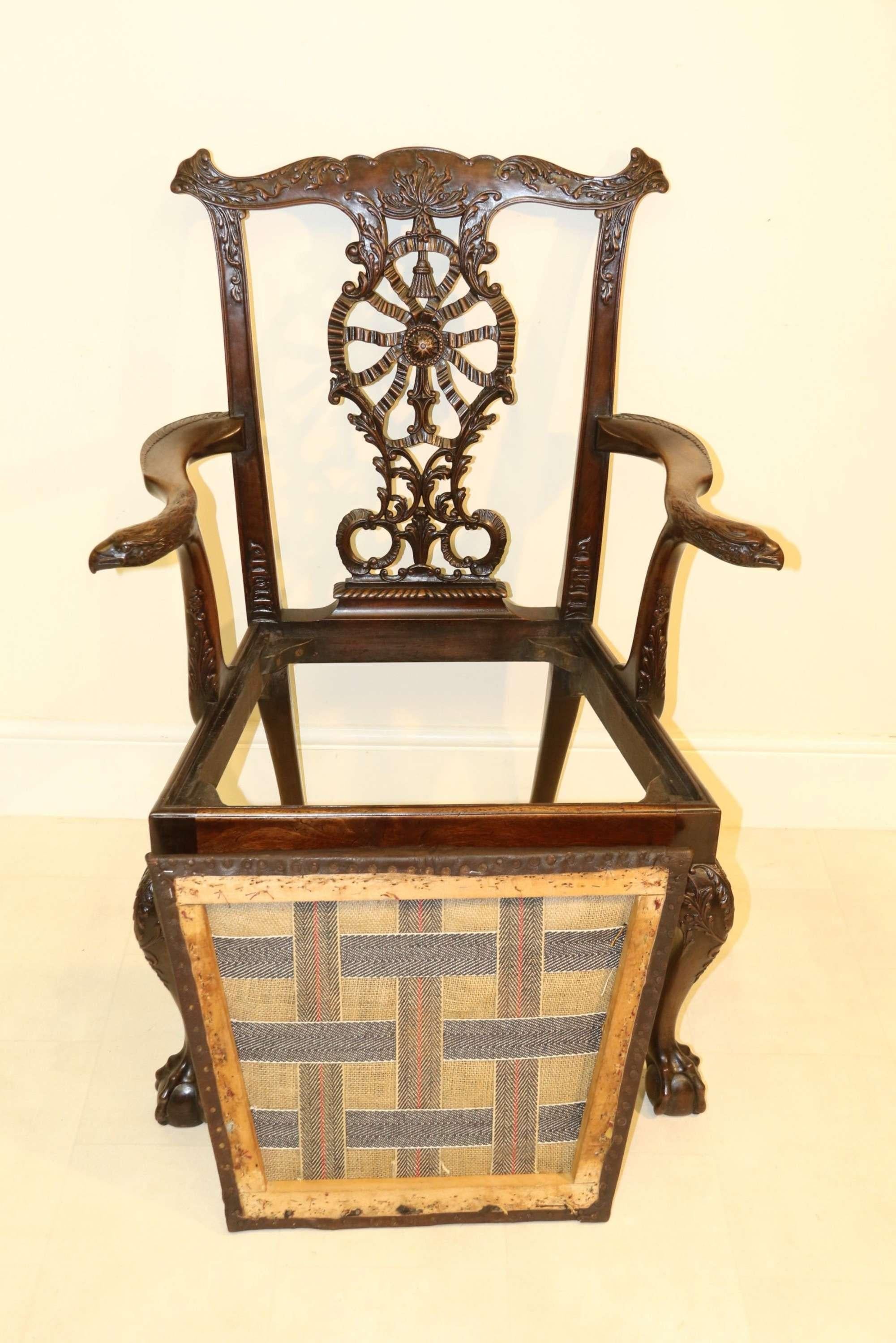 English A Fine 19th Century Chippendale Style Armchair For Sale