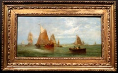 Un bel paesaggio marino olandese del XIX secolo di William Adolphus Knell, (1801-1875)