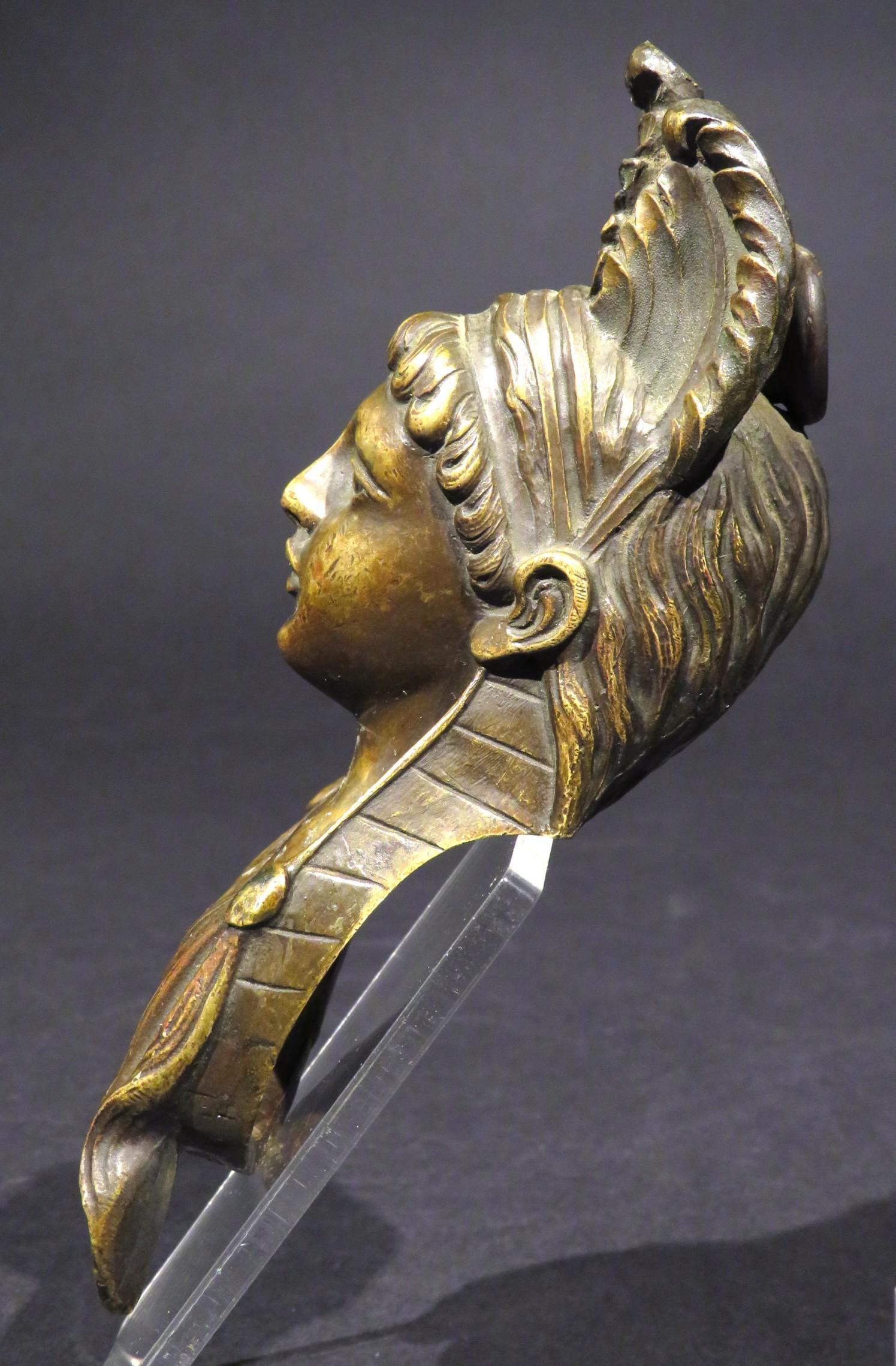 French A Fine 19th Century Egyptian Revival Figural Bronze Furniture Mount, Circa 1830  For Sale