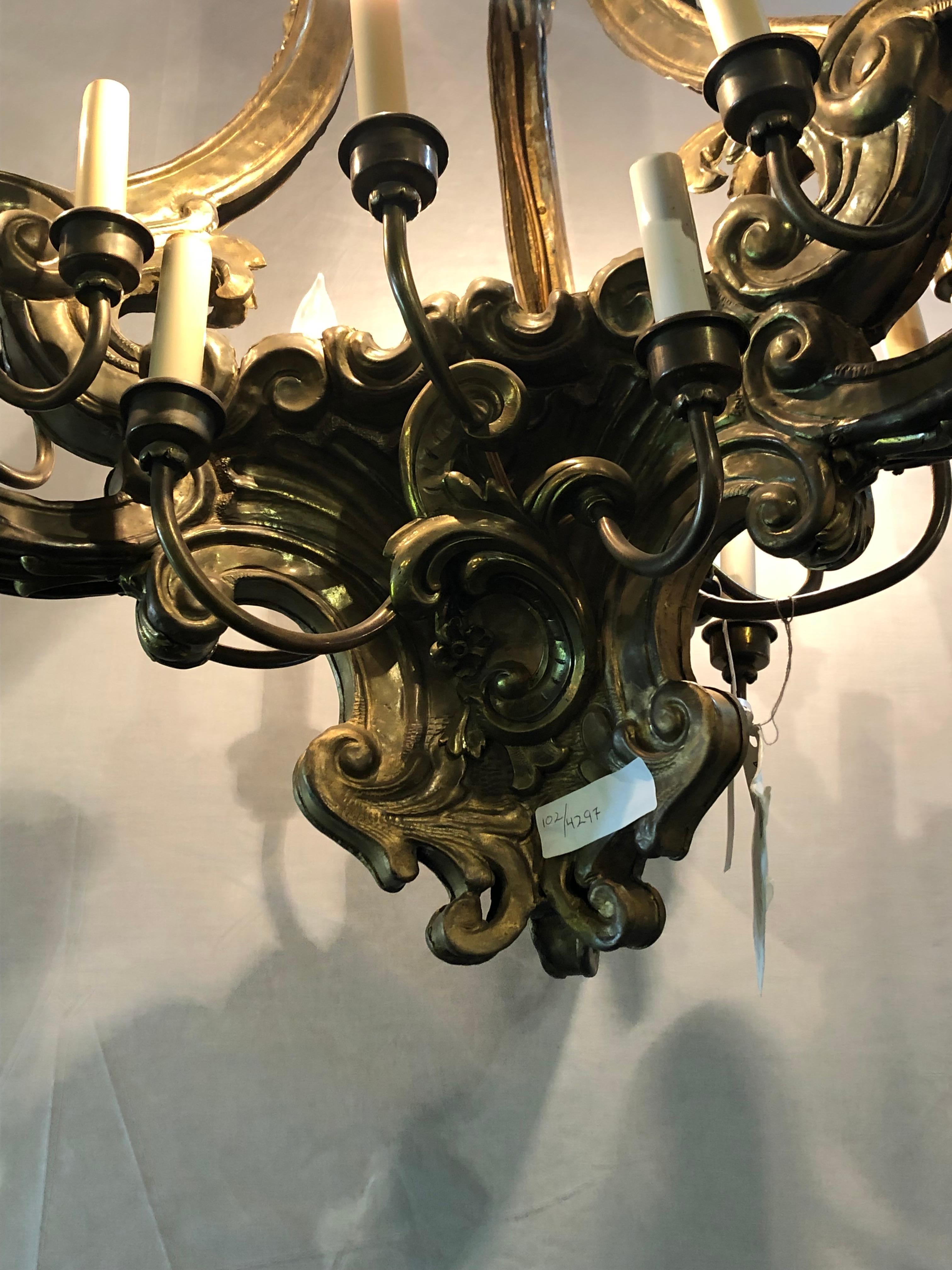 Fine 19th Century French Baroque Style Metal Chandelier In Good Condition In Stamford, CT