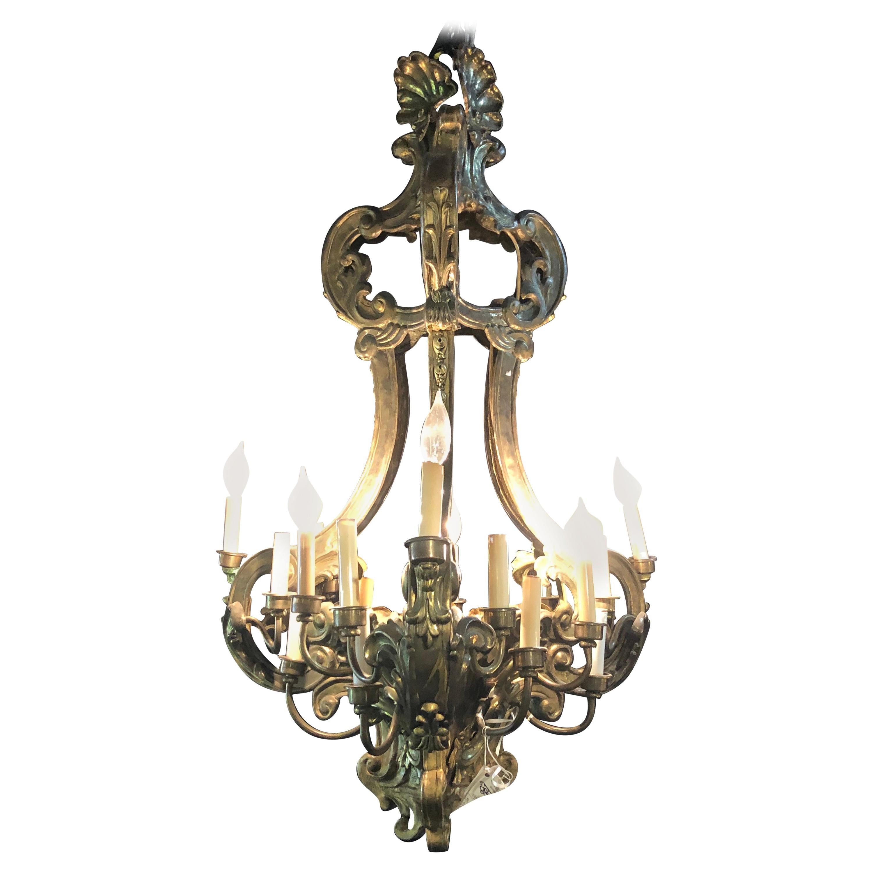 Fine 19th Century French Baroque Style Metal Chandelier