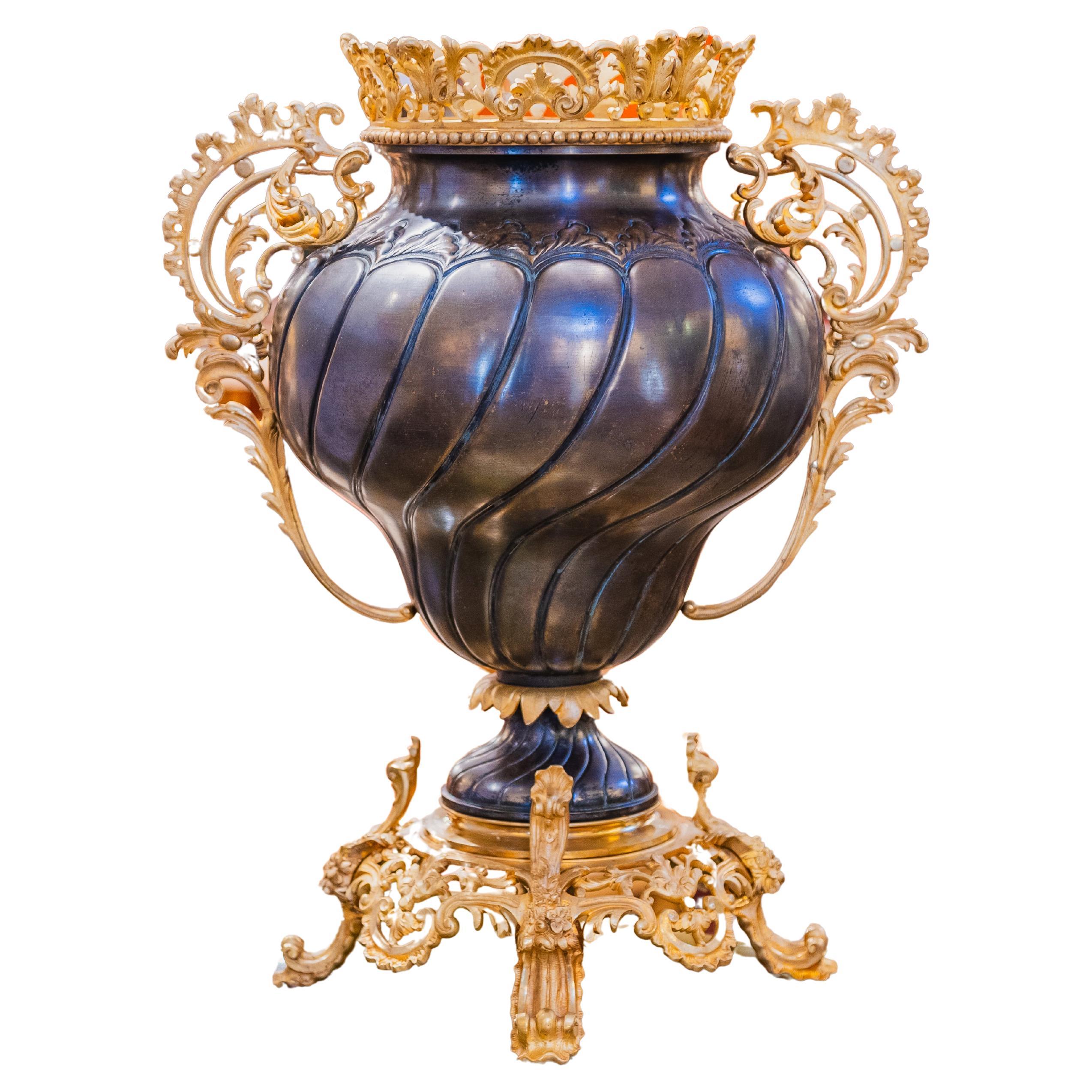 A fine 19th century French bronze and gilt bronze centerpiece or planter