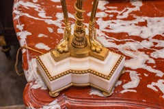 A fine 19th century French Carrera marble and gilt bronze table lamp