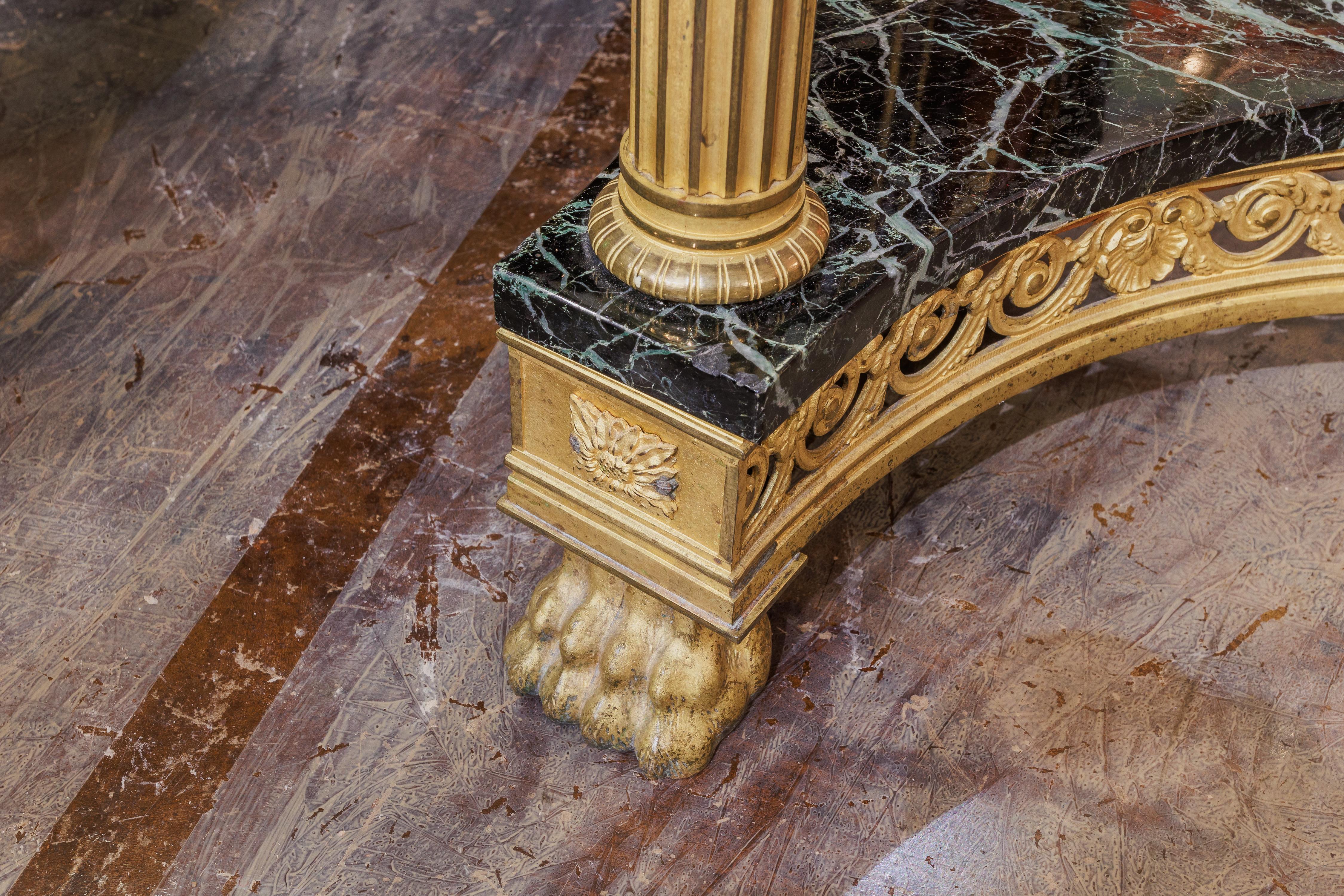 Gilt A fine 19th century French Empire marble top and  gilt bronze gueridon For Sale