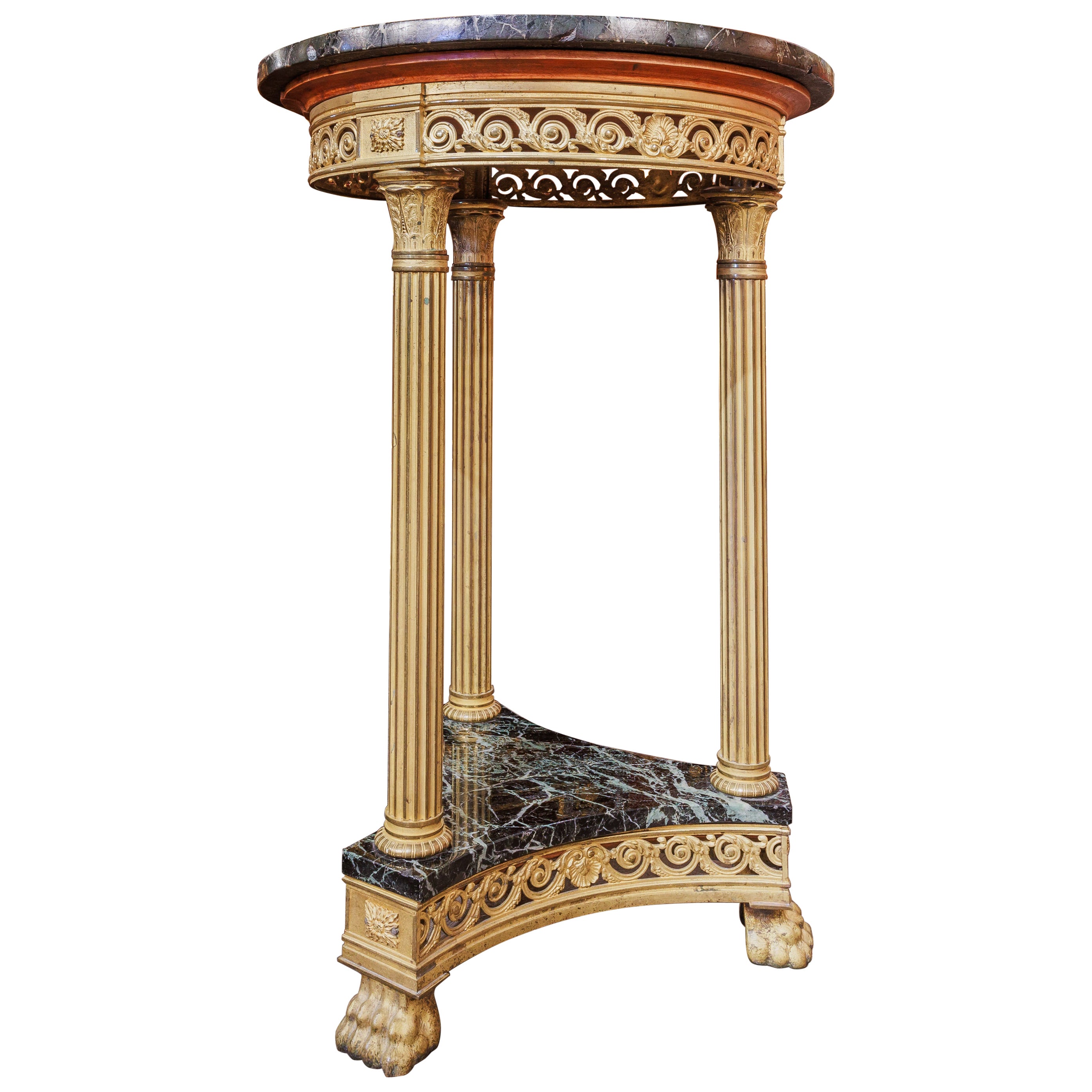 A fine 19th century French Empire marble top and  gilt bronze gueridon