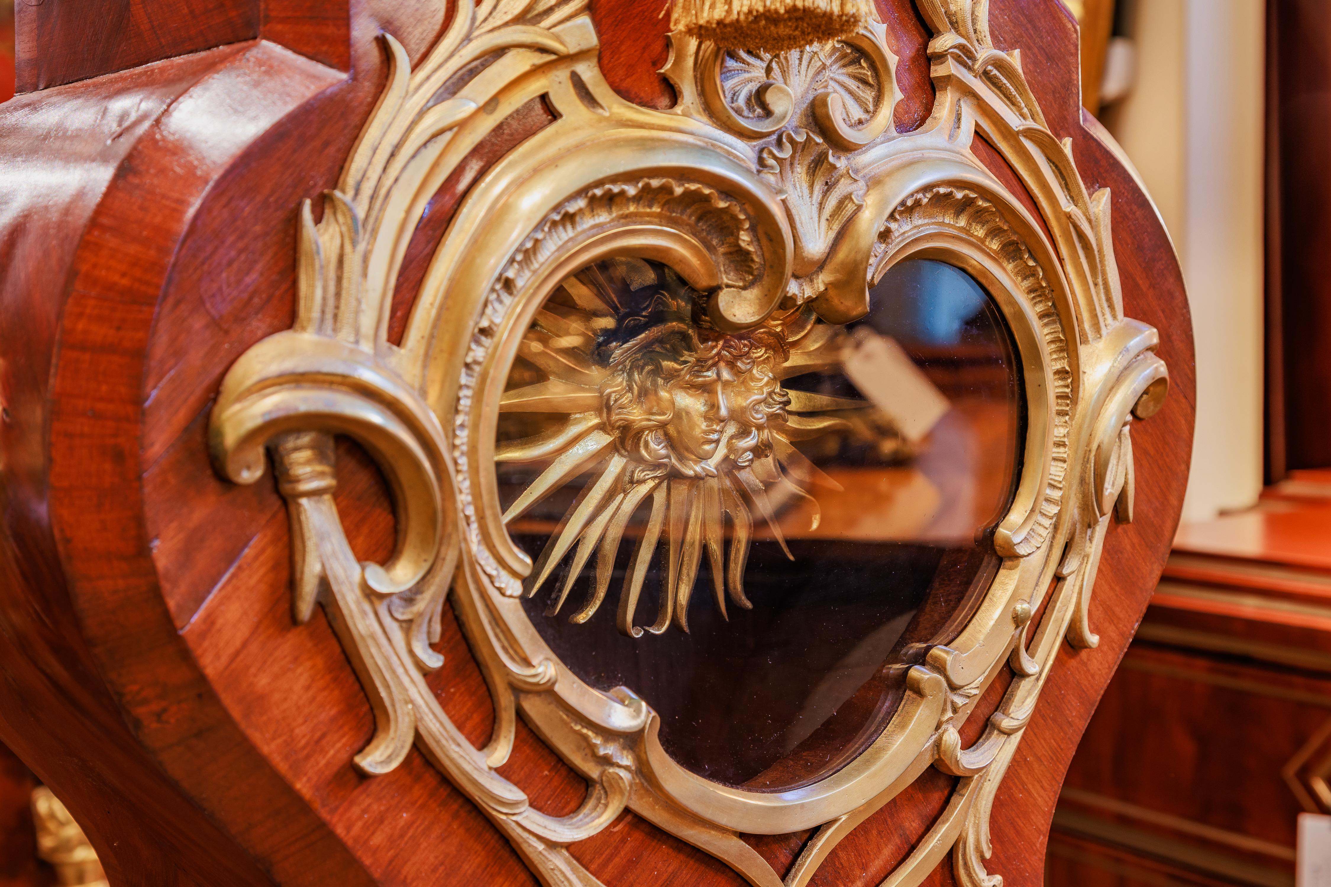 A fine 19th century French Louis XV gilt bronze grandfather clock. 1