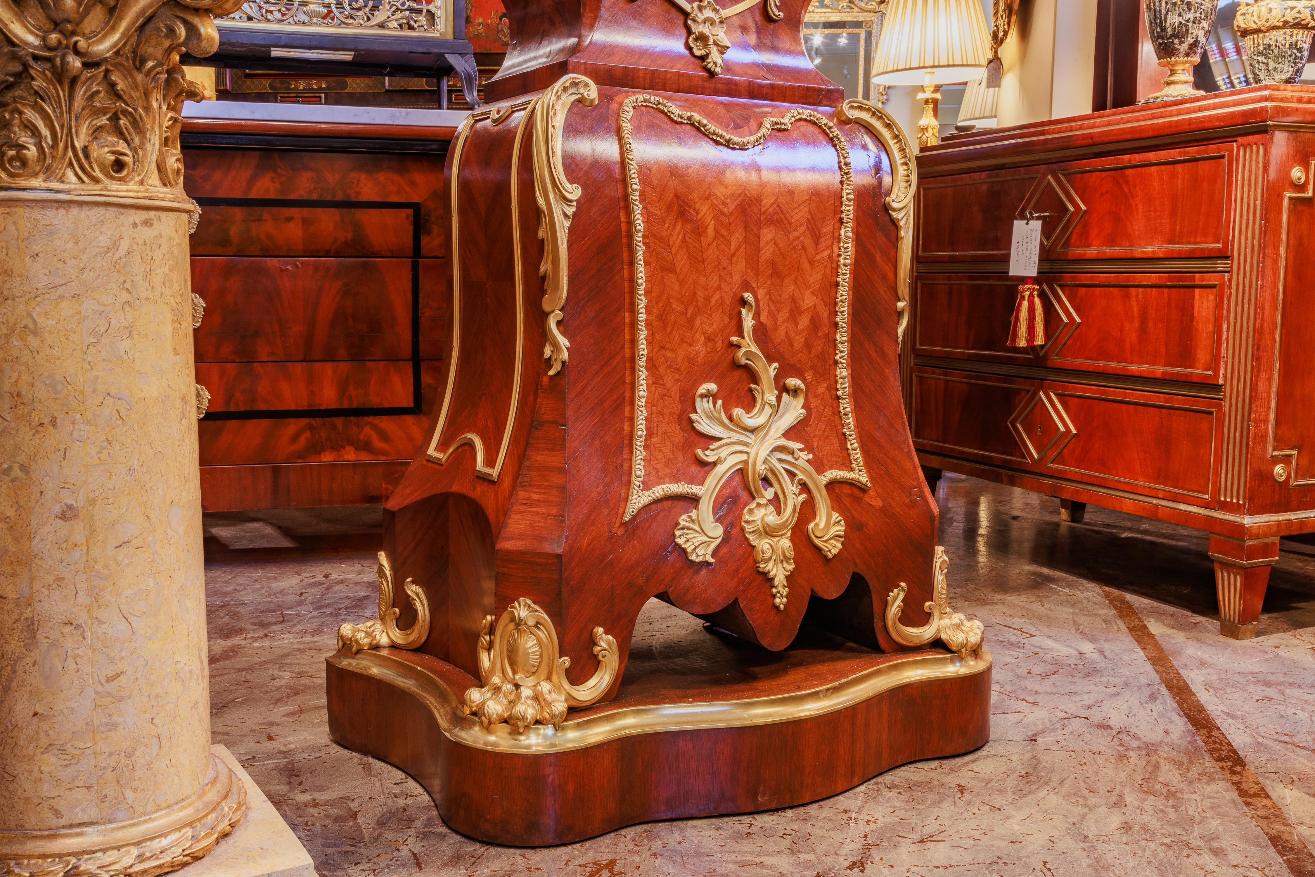 A fine 19th century French Louis XV gilt bronze grandfather clock. 2