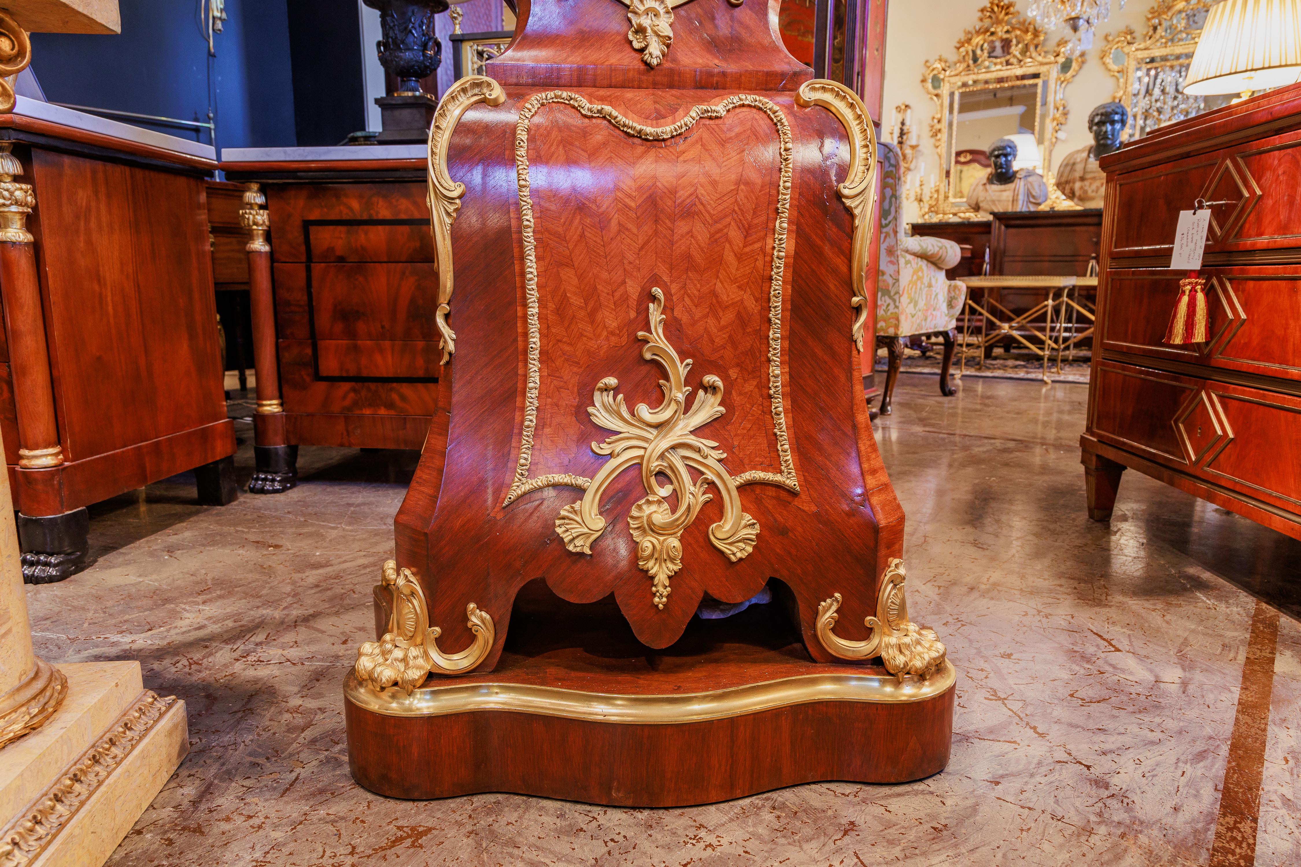 A fine 19th century French Louis XV gilt bronze grandfather clock. 3