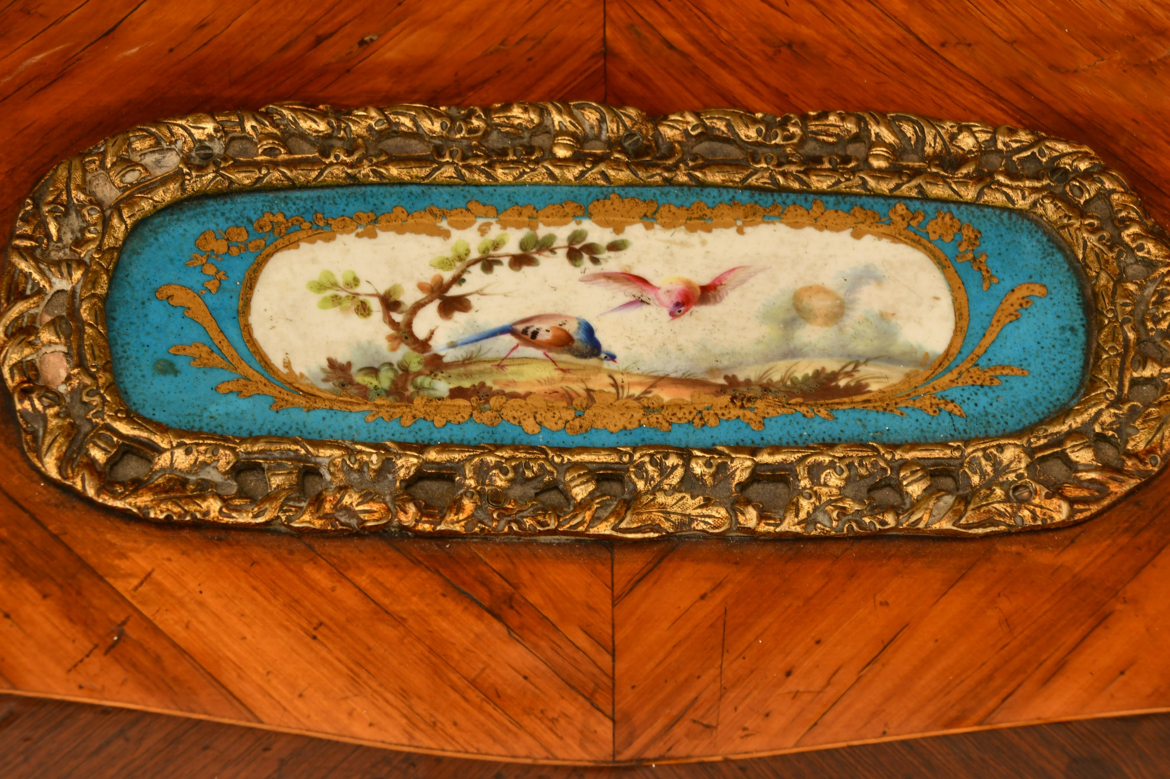 Fine 19th Century French Louis XV Kingwood and Sevre's Plaque Bonheur du jour In Good Condition In Dallas, TX