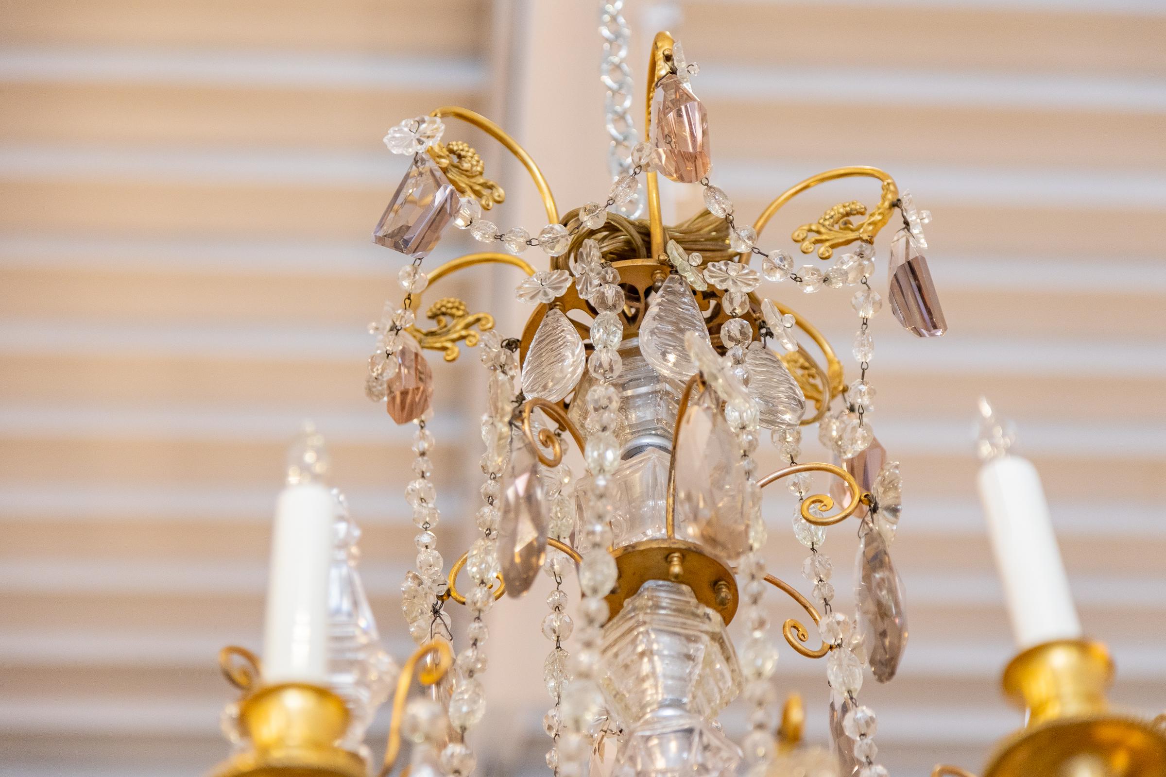 Fine 19th Century French Louis XV Rock Crystal and Gilt Bronze Chandelier For Sale 1