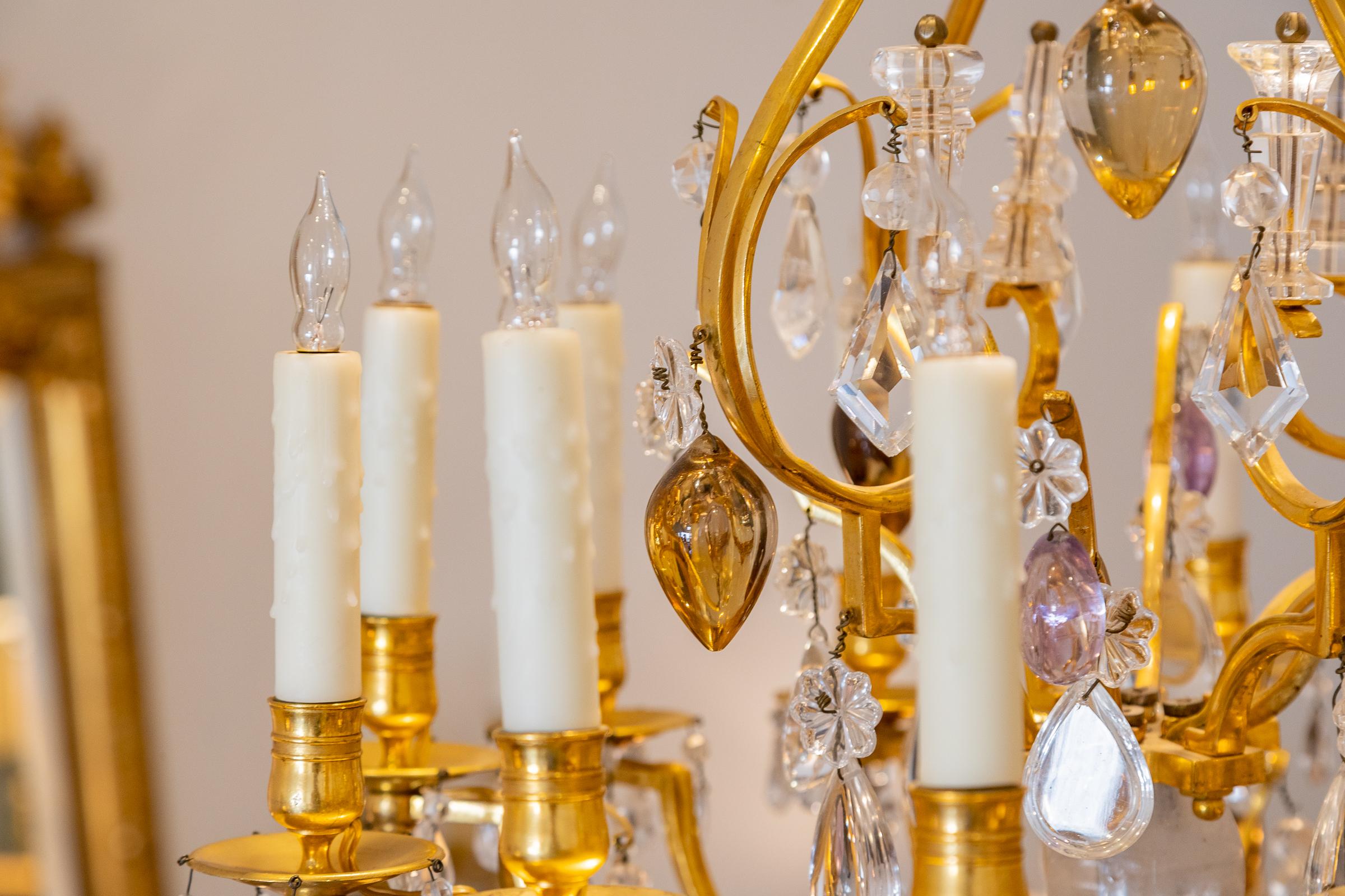 Fine 19th Century French Louis XV Rock Crystal and Gilt Bronze Chandelier For Sale 3