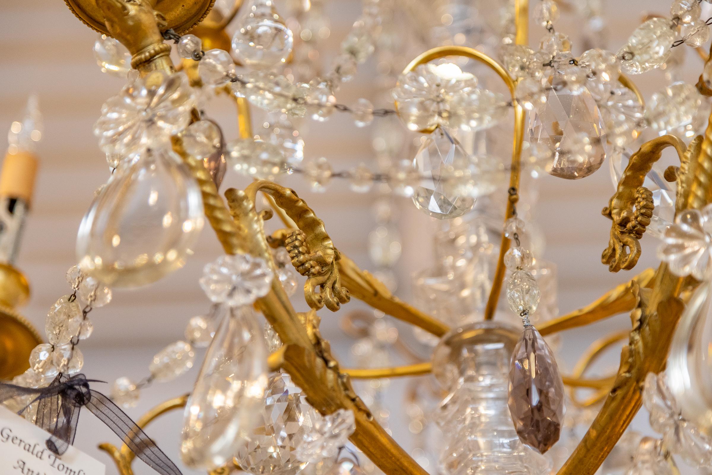 Fine 19th Century French Louis XV Rock Crystal and Gilt Bronze Chandelier For Sale 4