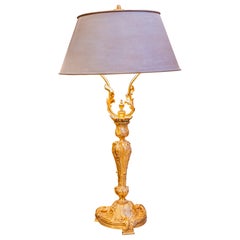 Antique A fine 19th century French Louis XVI gilt bronze lamp.