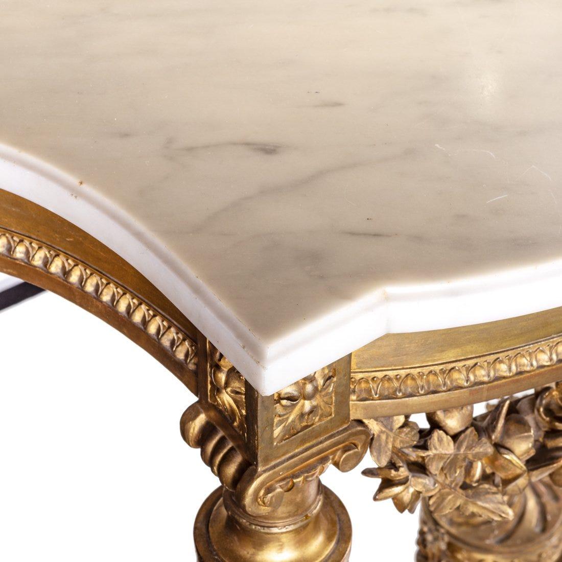 Fine 19th Century French Louis XVI Gilt Carved Console with a Carrara Marble In Good Condition In Dallas, TX