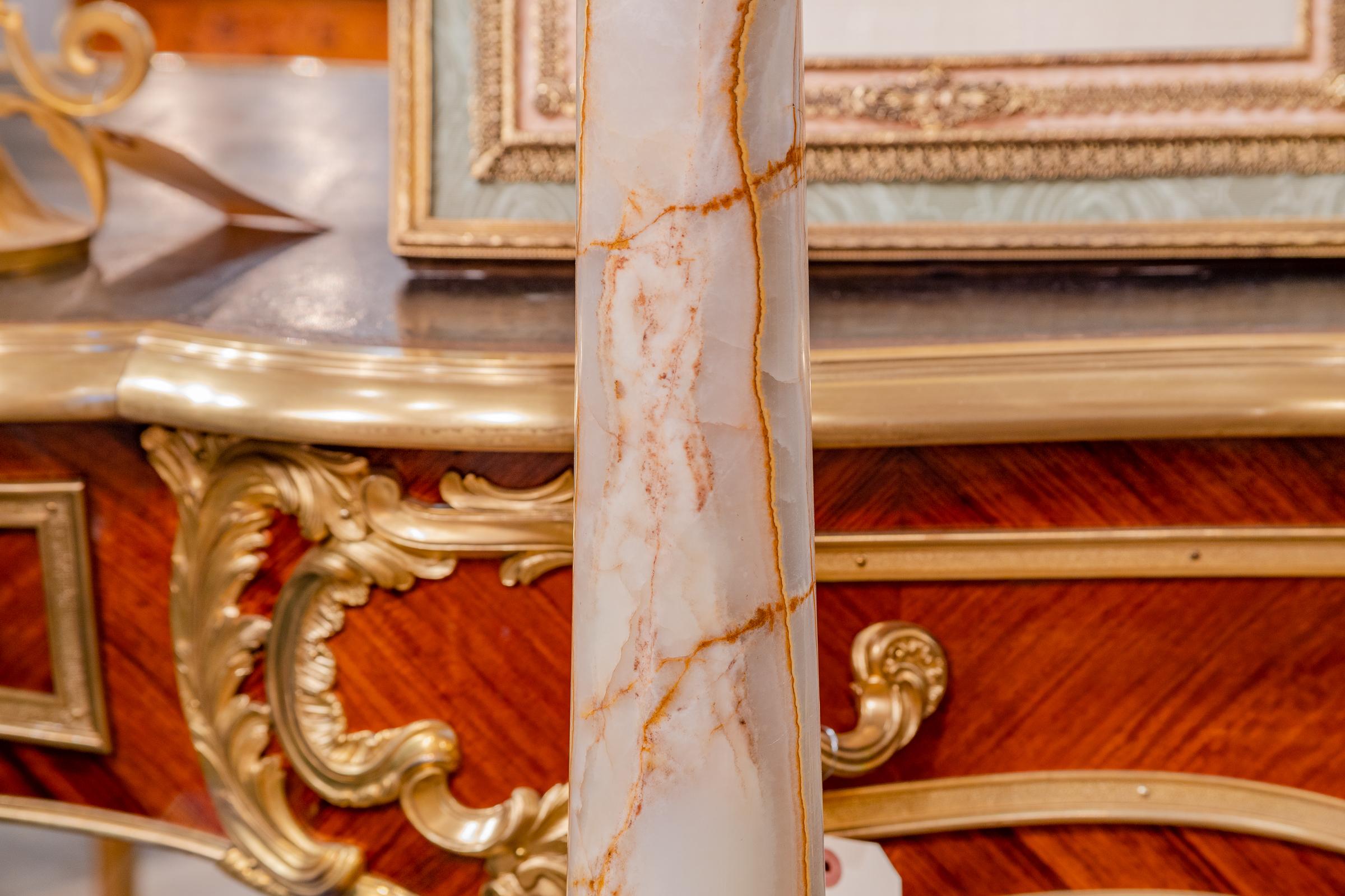 Fine 19th Century French Louis XVI Onyx and Gilt Bronze Pedestal For Sale 1