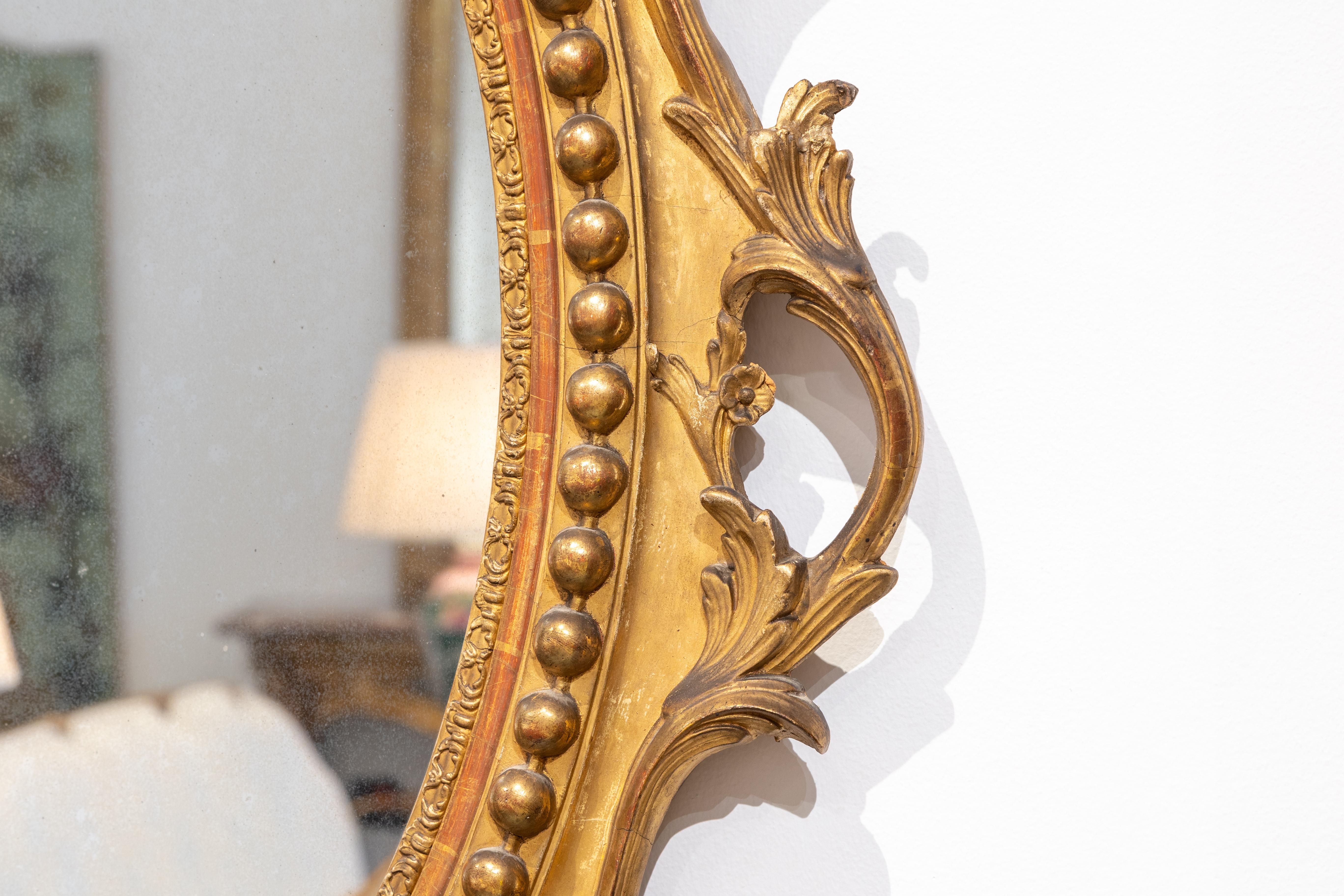 Fine 19th Century French Louis XVI Oval Large Wall Mirror from Paris In Good Condition For Sale In Dallas, TX