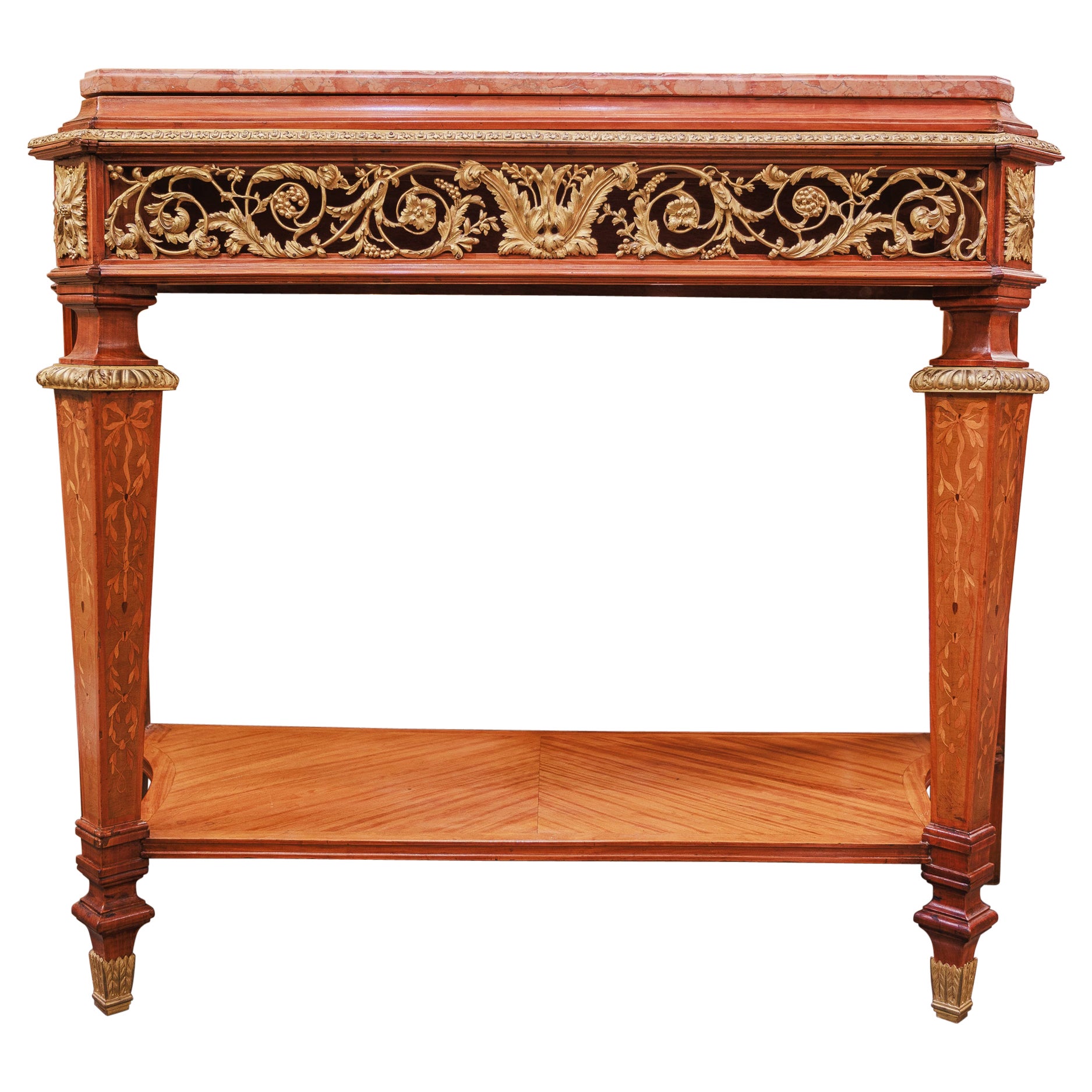 Une belle console française du 19ème siècle en acajou et bronze doré de la Maison Forest