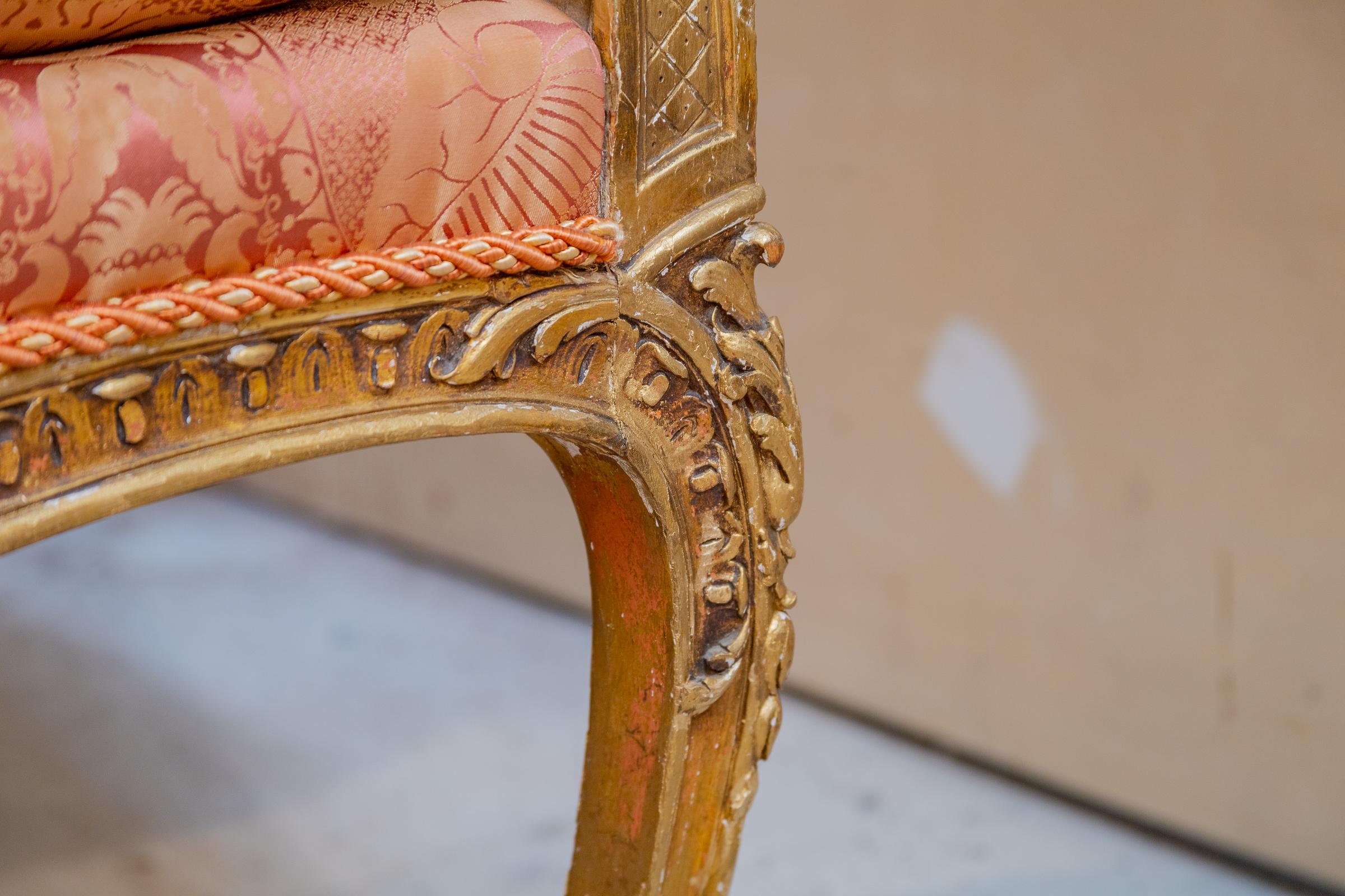 Louis XV Fine 19th Century French Regence Gilt Carved Bench
