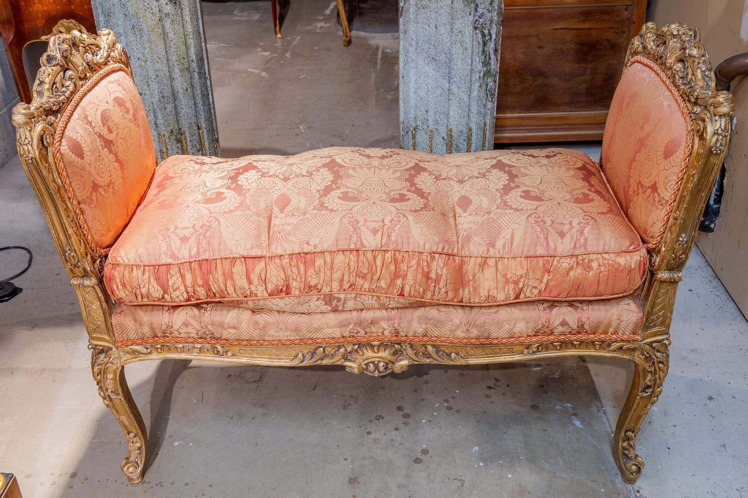 Fine 19th Century French Regence Gilt Carved Bench 1