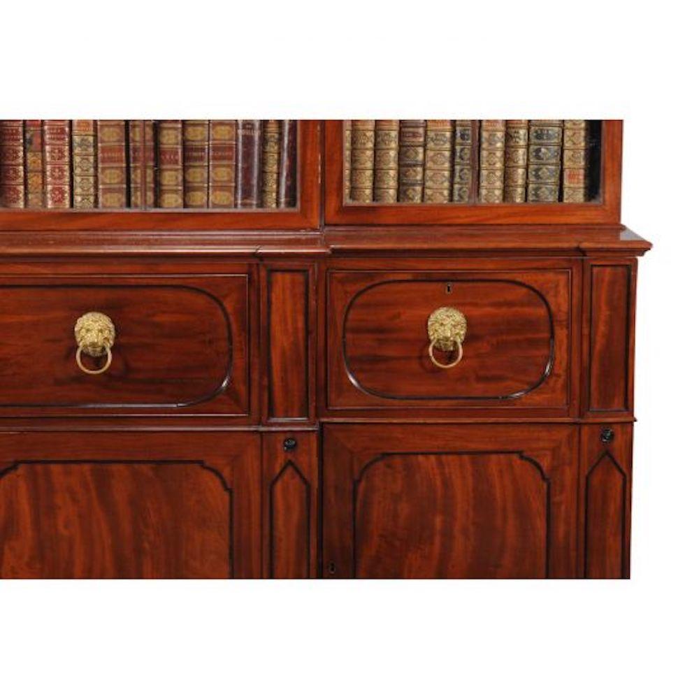 Polished Fine 19th Century George IV Period Secretaire Library Breakfront Bookcase