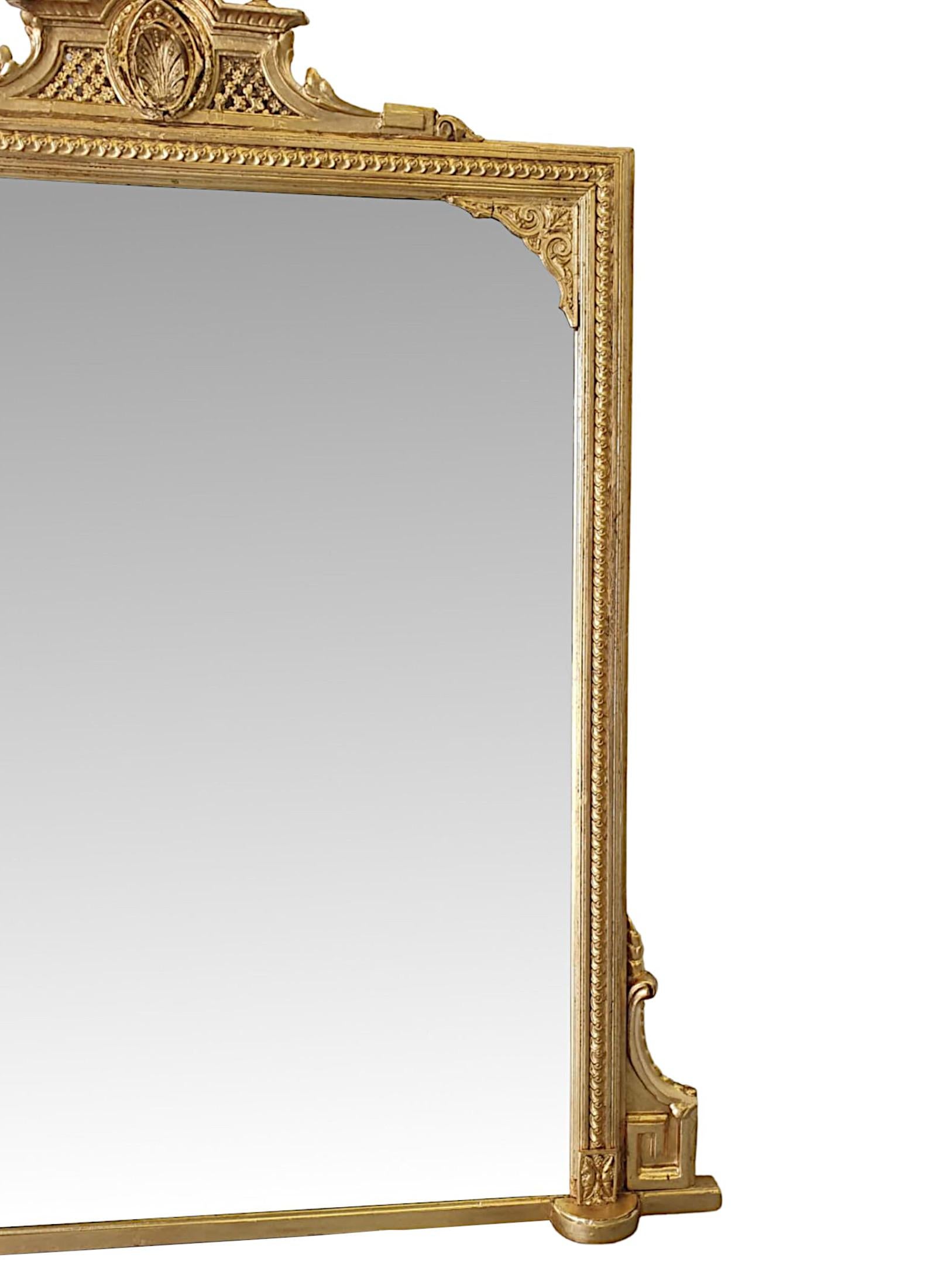 English Fine 19th Century Giltwood Overmantle Mirror For Sale