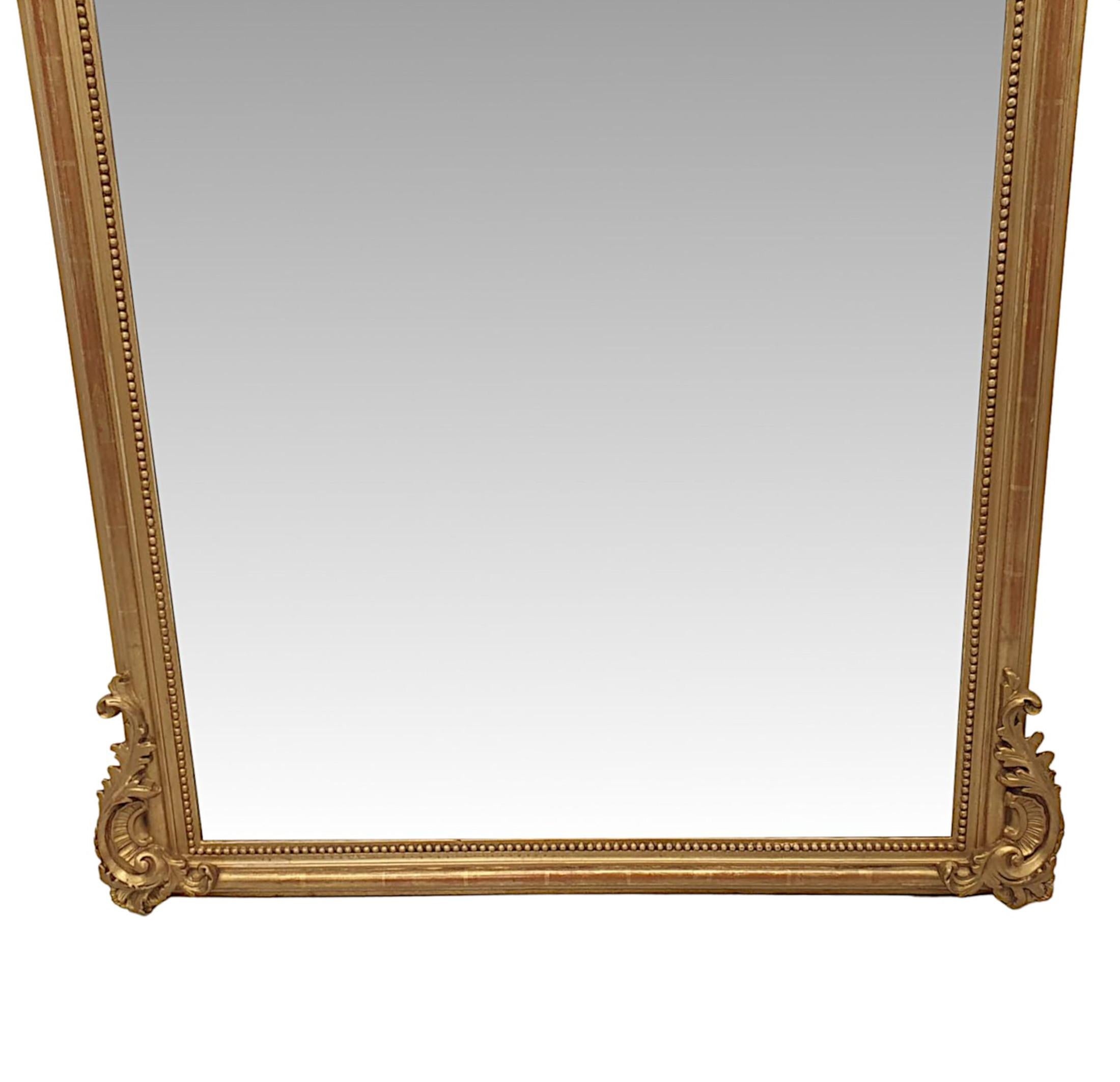 Fine 19th Century Giltwood Overmantle or Hall Mirror In Good Condition For Sale In Dublin, IE