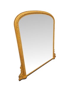 A Fine 19th Century Giltwood Simple Design Giltwood Overmantel Archtop Mirror
